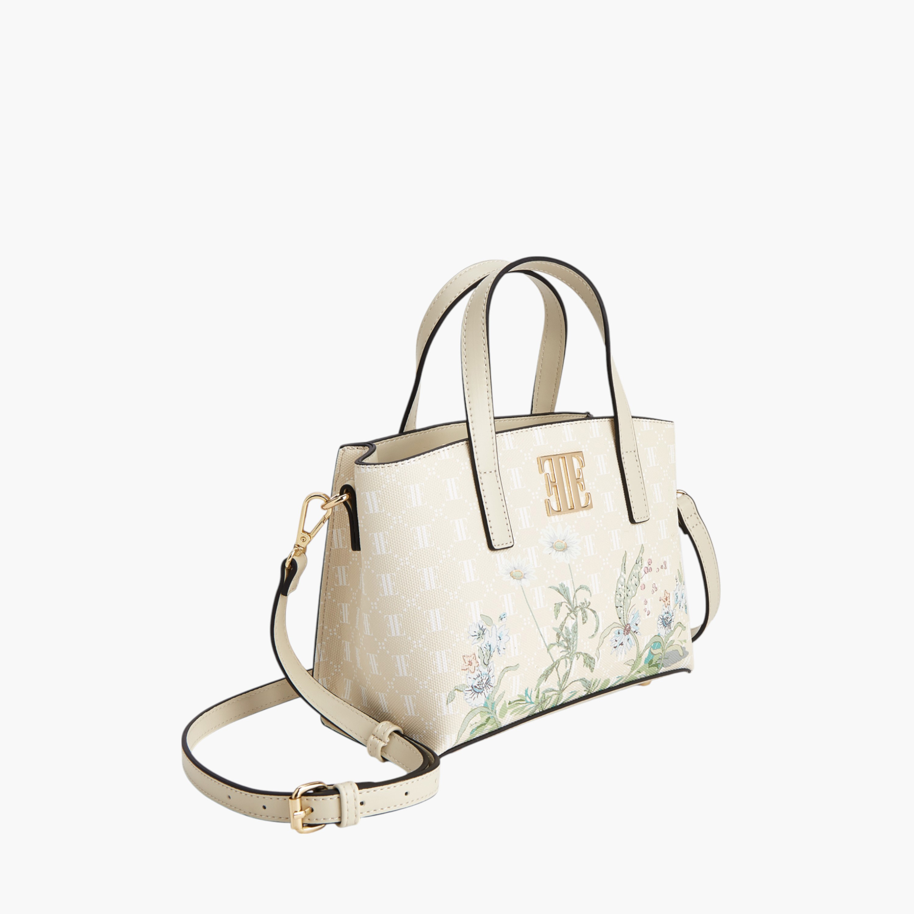 Elle Floral Print Tote Bag with Double Handle and Zip Closure-women-bagsandwallets-handbags-image-3