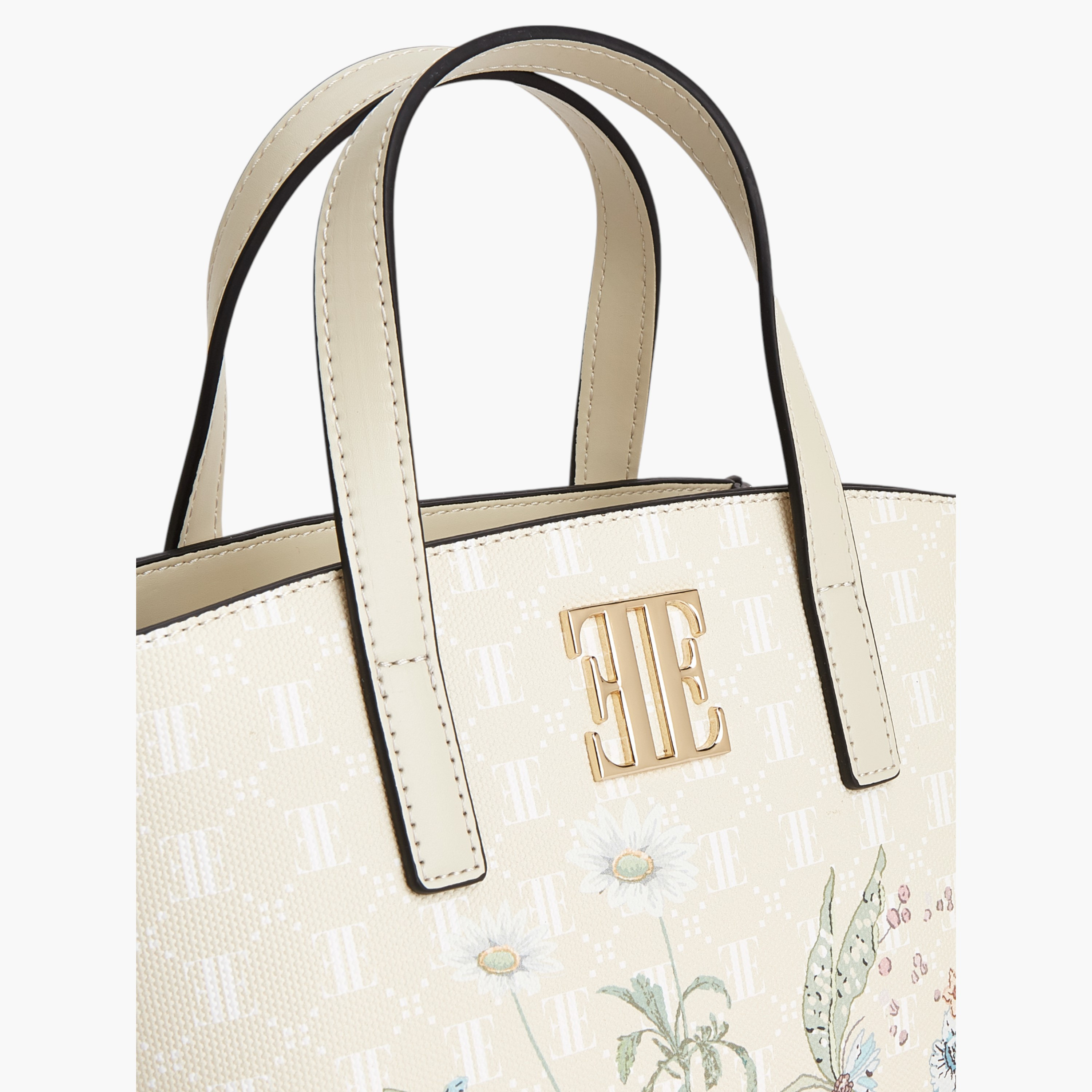 Elle Floral Print Tote Bag with Double Handle and Zip Closure-women-bagsandwallets-handbags-image-4