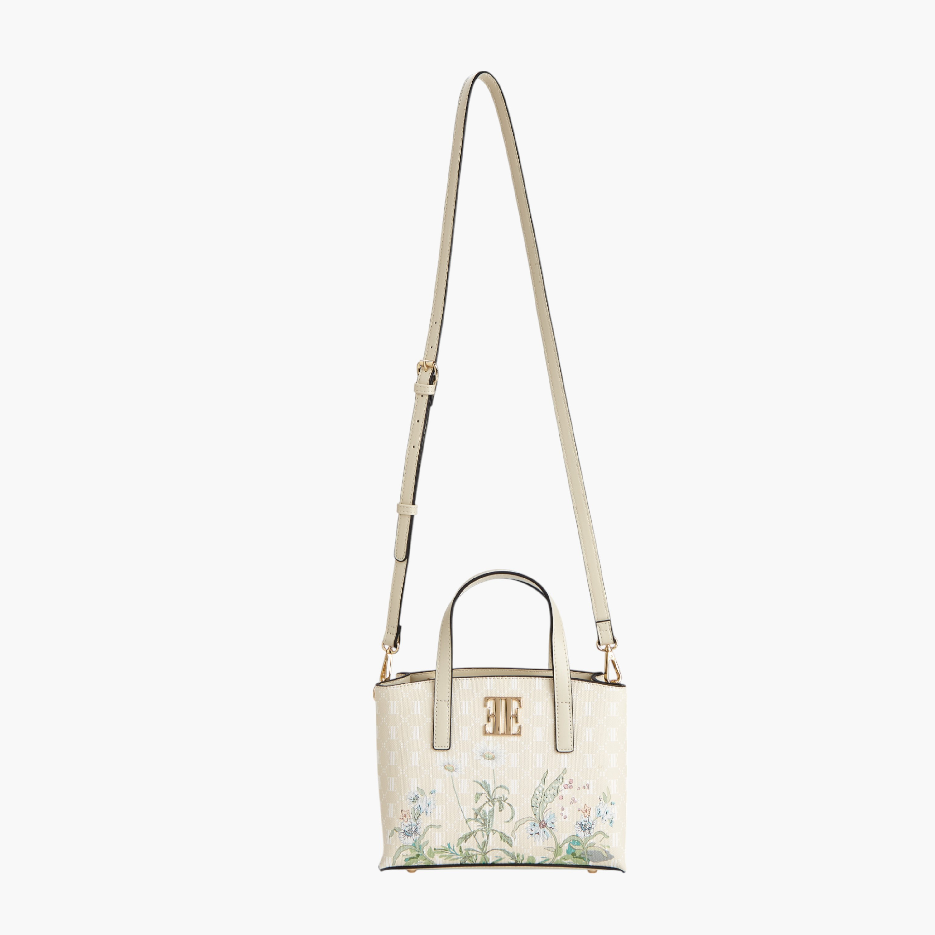 Elle Floral Print Tote Bag with Double Handle and Zip Closure-women-bagsandwallets-handbags-image-6
