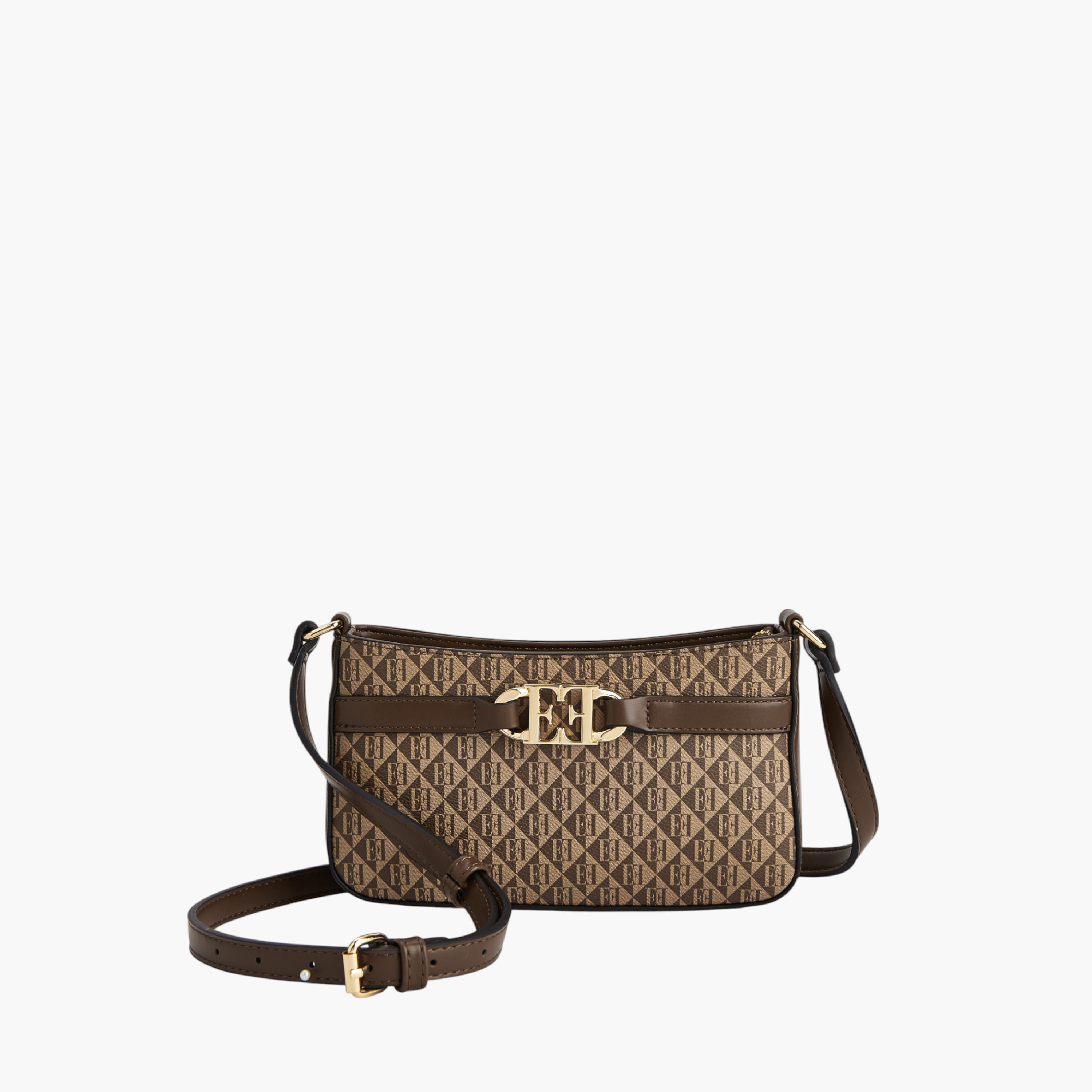 شنطة كروس بودي بطبعات مونوجرام وبحزام قابل للتعديل وسحاب إغلاق من إيل-women-bagsandwallets-handbags-image-1