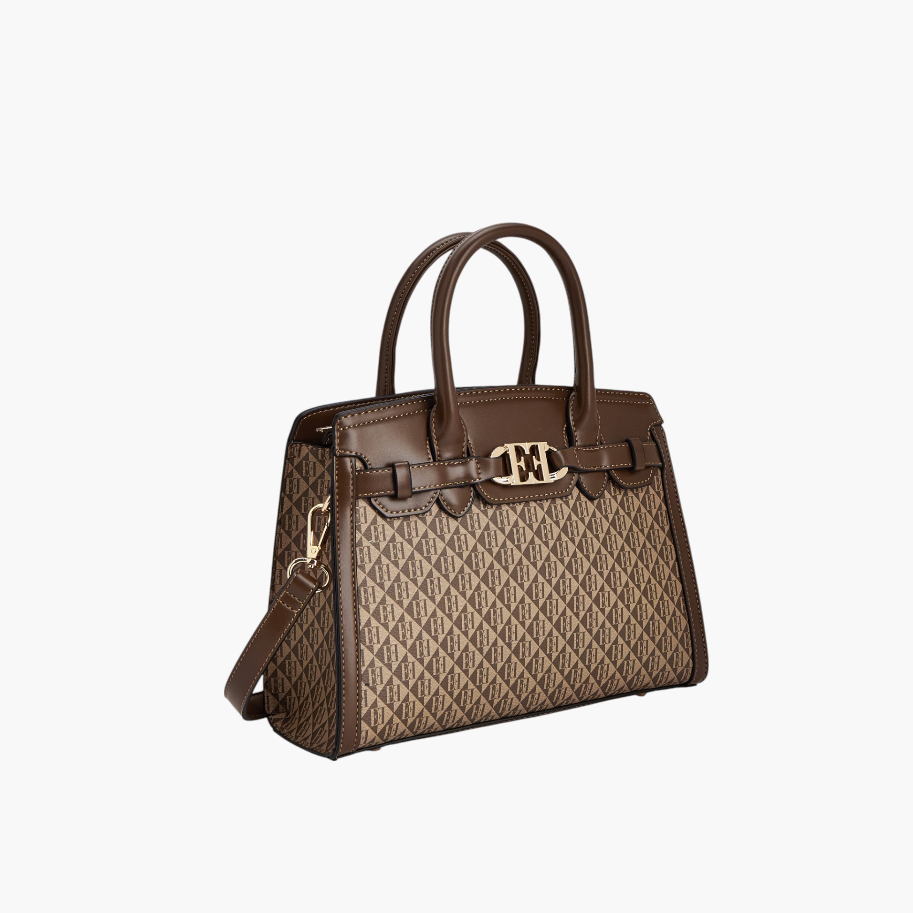 Elle Monogram Print Tote Bag with Double Handle and Zip Closure-women-bagsandwallets-handbags-image-2