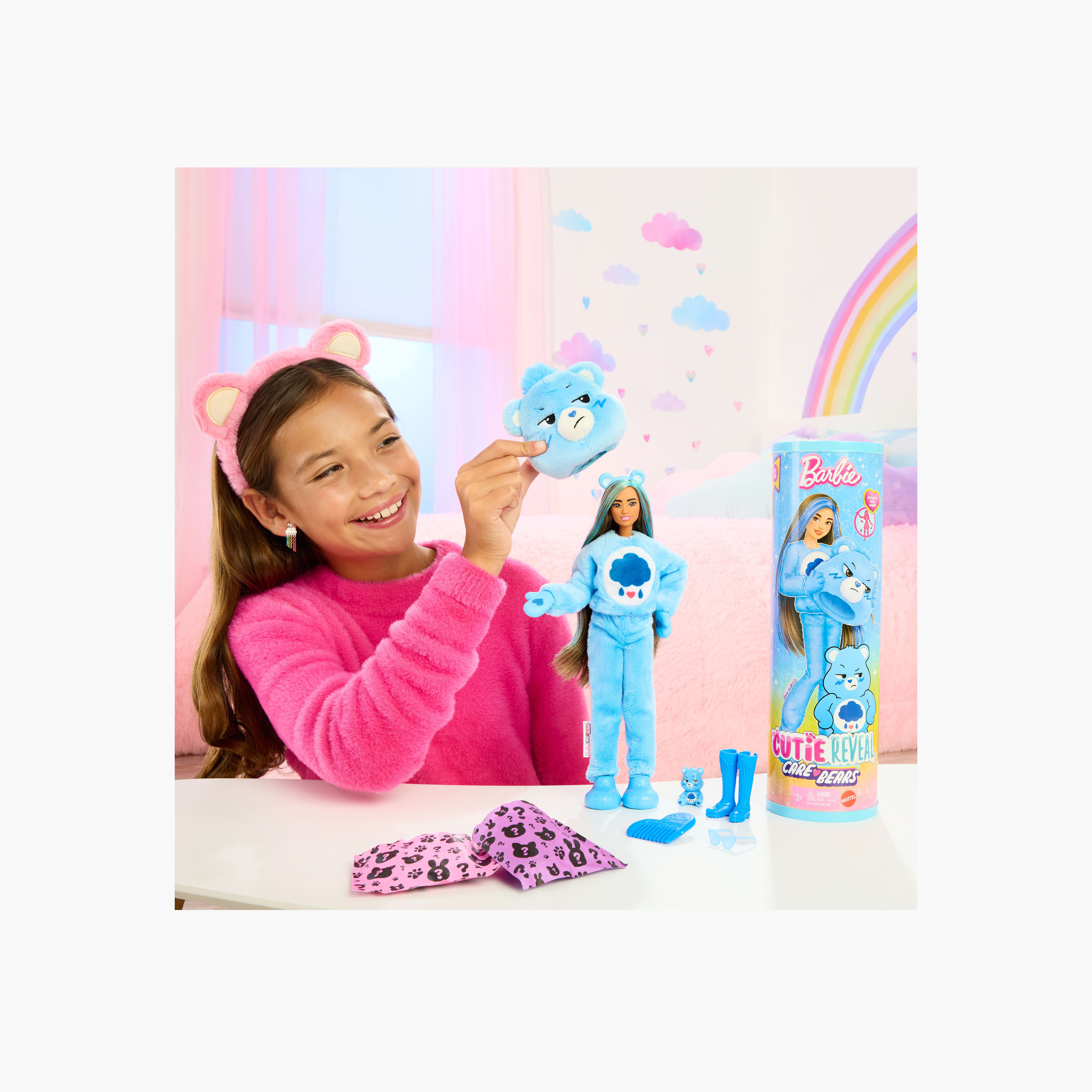 Barbie Cutie Reveal Care Bears Series Doll Set with Grumpy Bear Plush Costume & 10 Surprises-toys-dollsandplaysets-dollplaysets-image-2