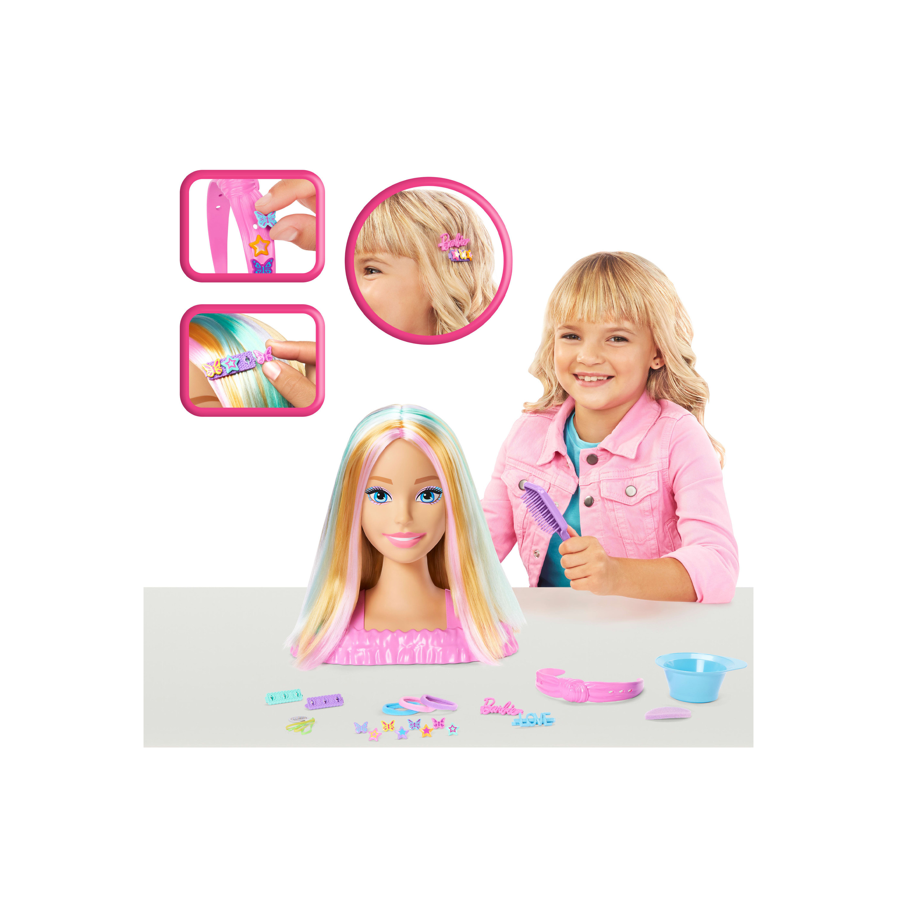 Barbie Doll Styling Head, Blonde Hair with Styling Accessories Including Star & Butterfly Hair Clips-toys-dollsandplaysets-dollplaysets-image-2