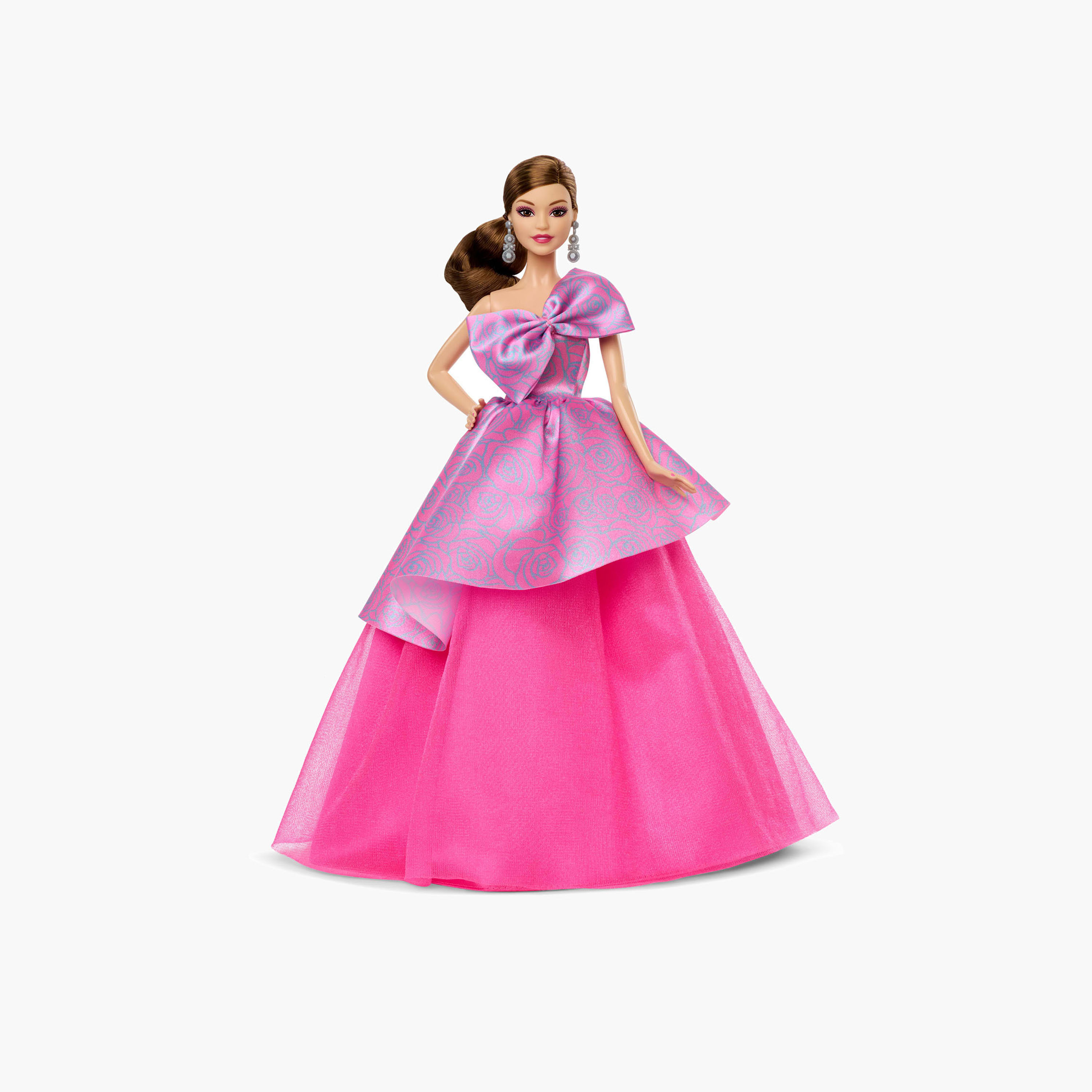 دمية أمنيات عيد الميلاد إصدار مميز قابلة للجمع بفستان ستان وردي وشعر مموج من باربي -toys-dollsandplaysets-dollplaysets-image-1