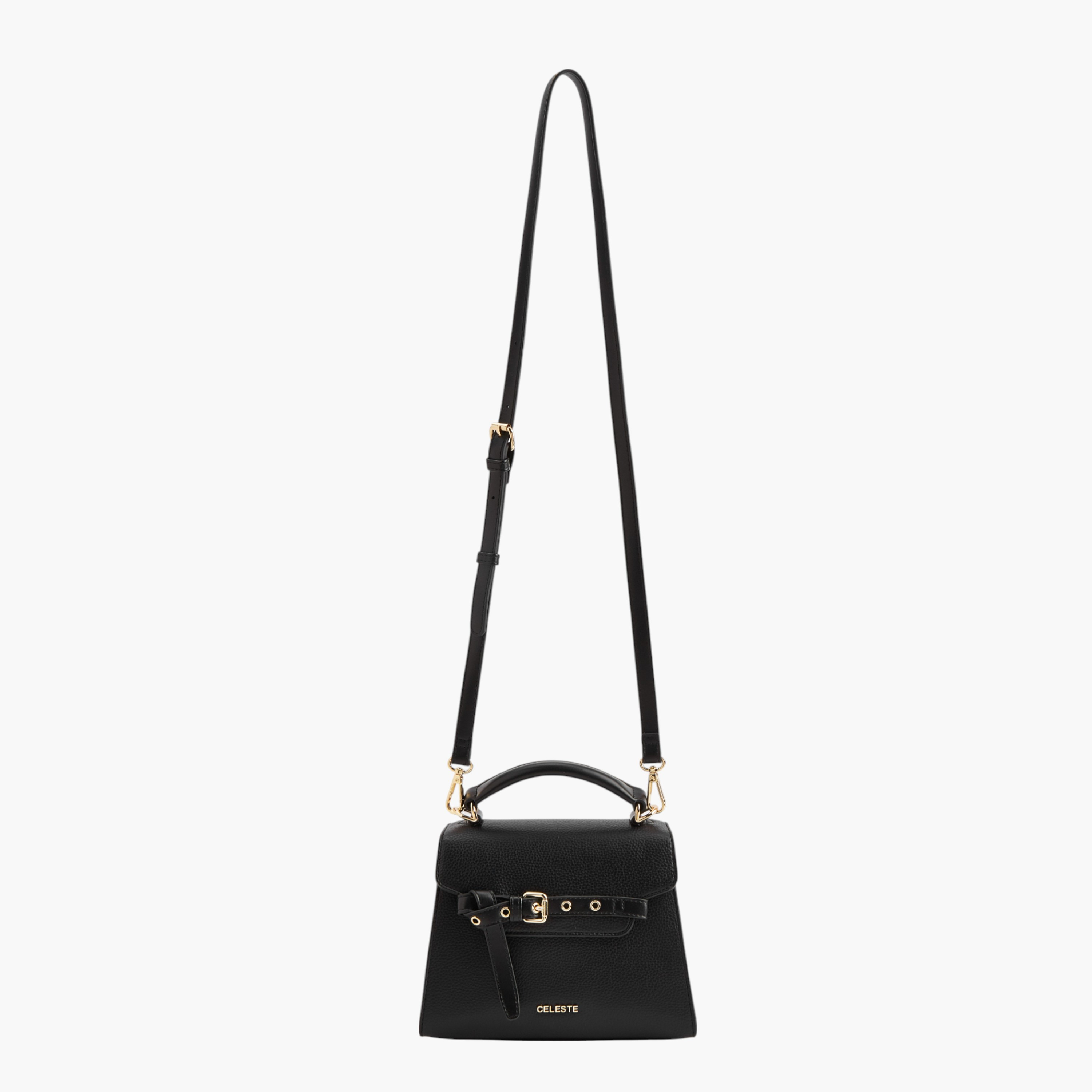 Celeste Textured Satchel Bag with Buckle Accent and Magnetic Button Closure-women-bagsandwallets-handbags-image-6