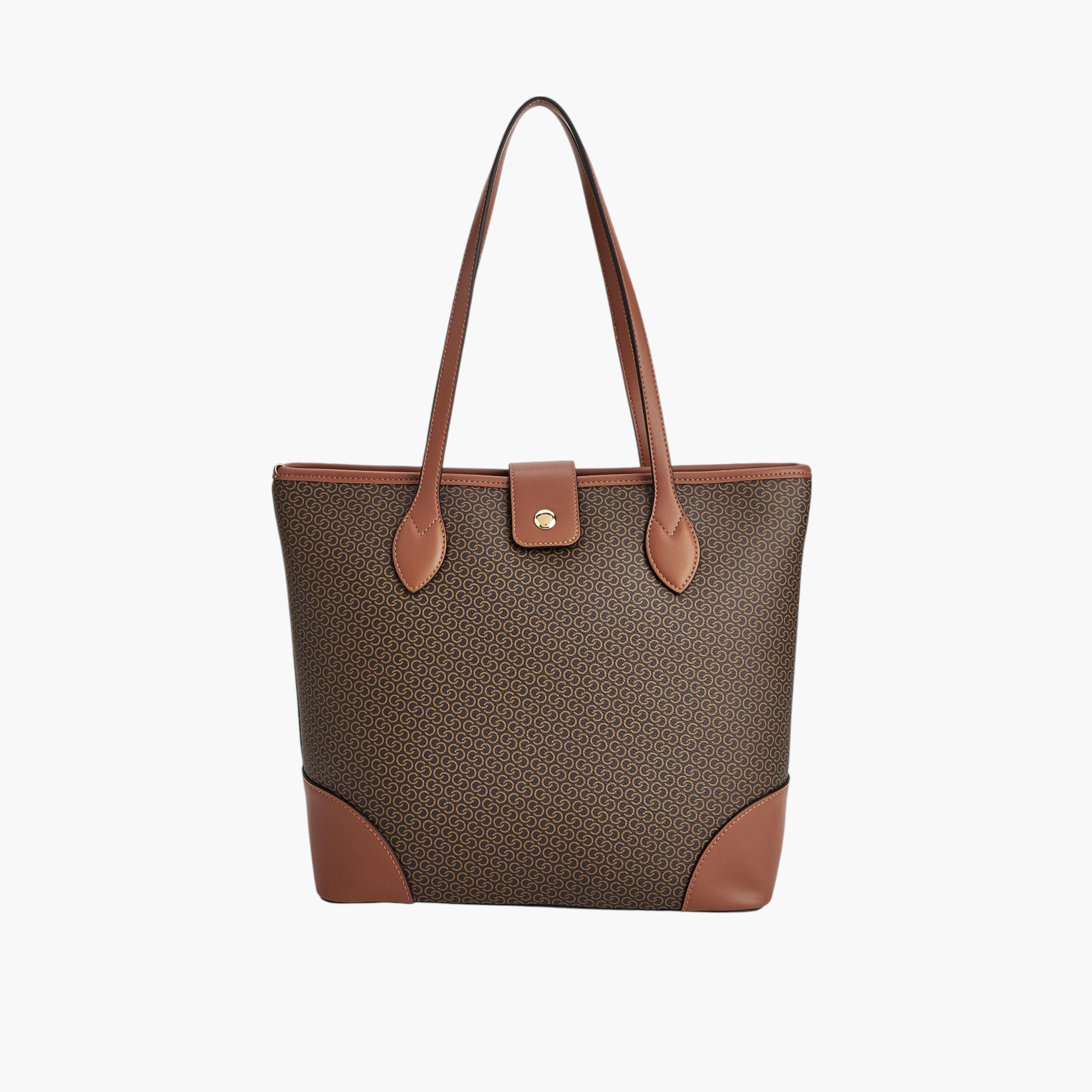 Celeste Monogram Print Tote Bag with Double Handle and Zip Closure-women-bagsandwallets-handbags-image-2