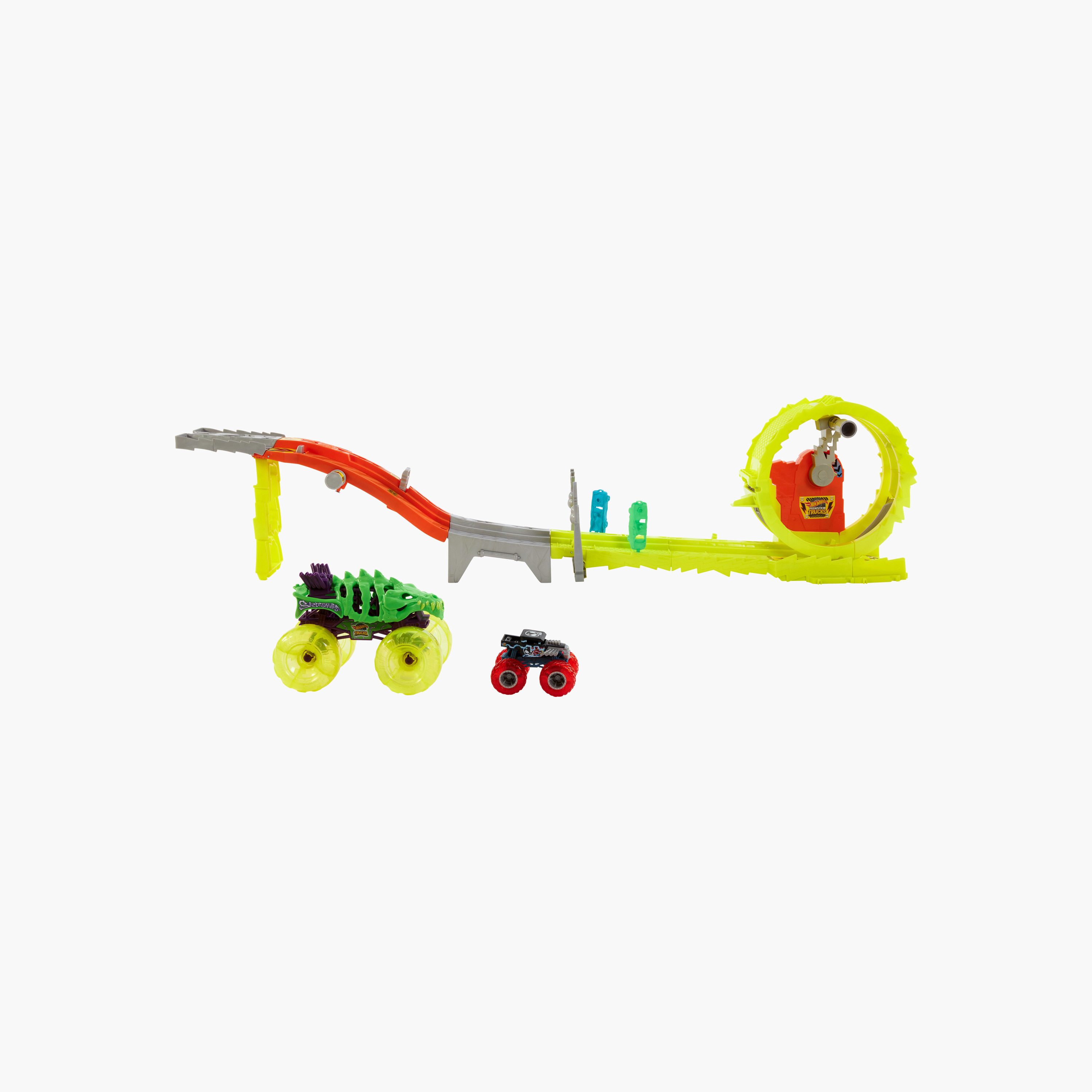 Hot Wheels Monster Trucks Track Set with 2 Toy Trucks:Oversized Skelesaurus & 1:64 Scale Bone Shaker-toys-playvehicles-vehicleplaysets-image-5