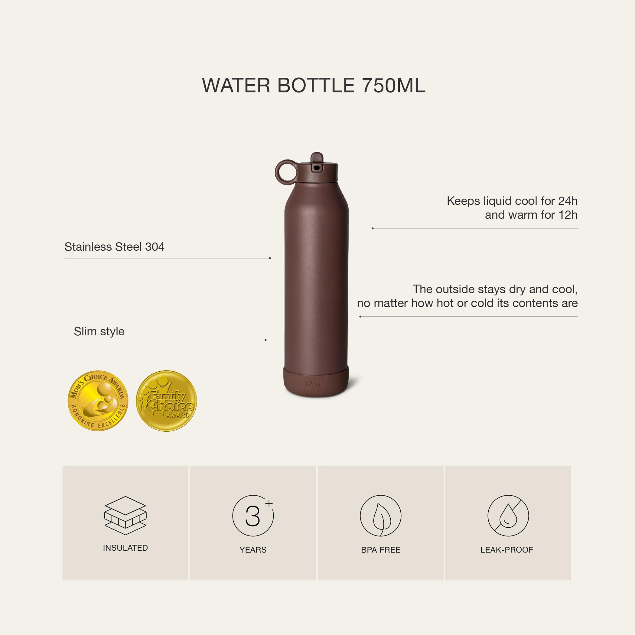 Citron Unicorn Print Insulated Water Bottle - 750 ml-school-waterbottles-image-6