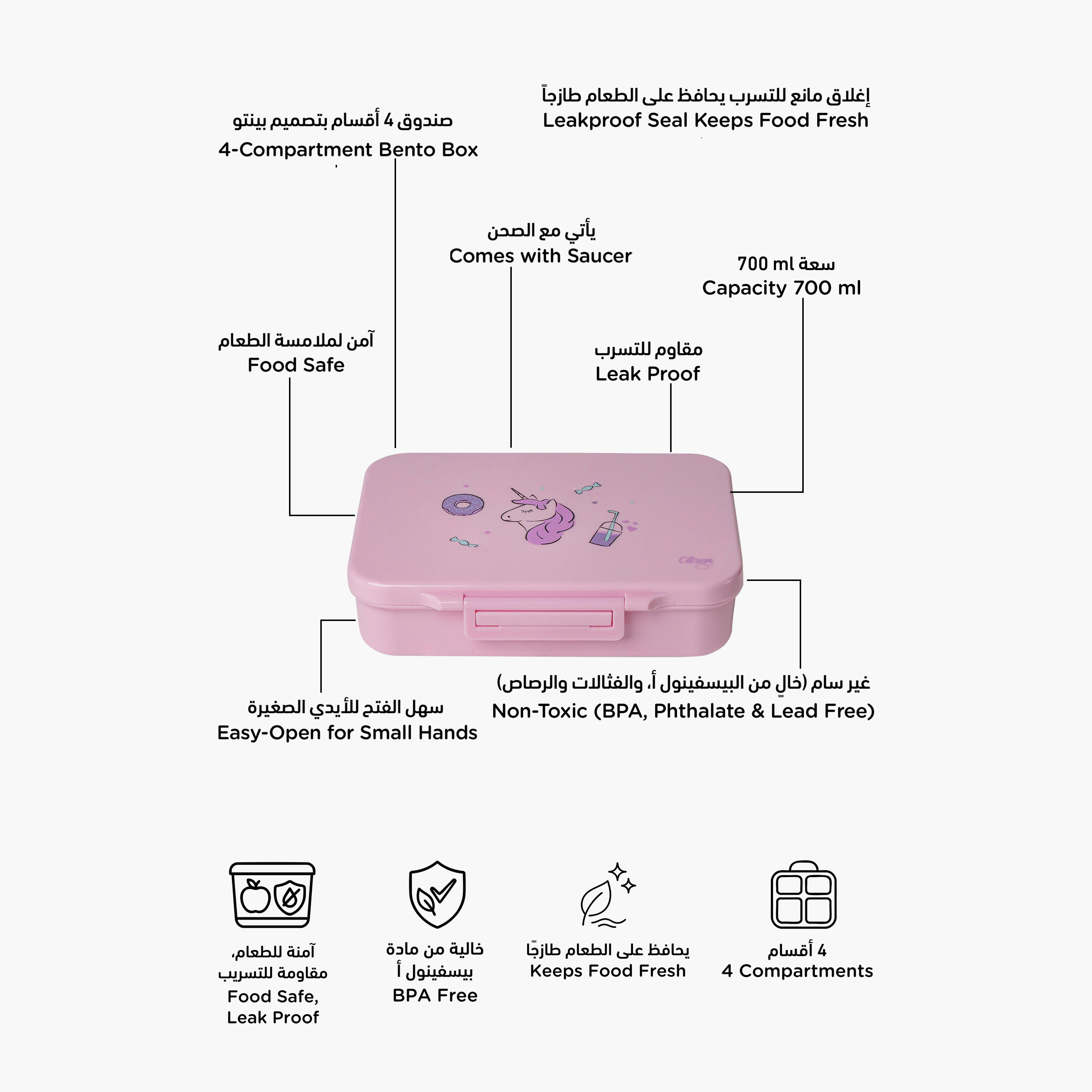 صندوق غداء بينتو 4 أقسام بطبعات يونيكورن من سترون-school-lunchessentials-lunchboxes-image-2