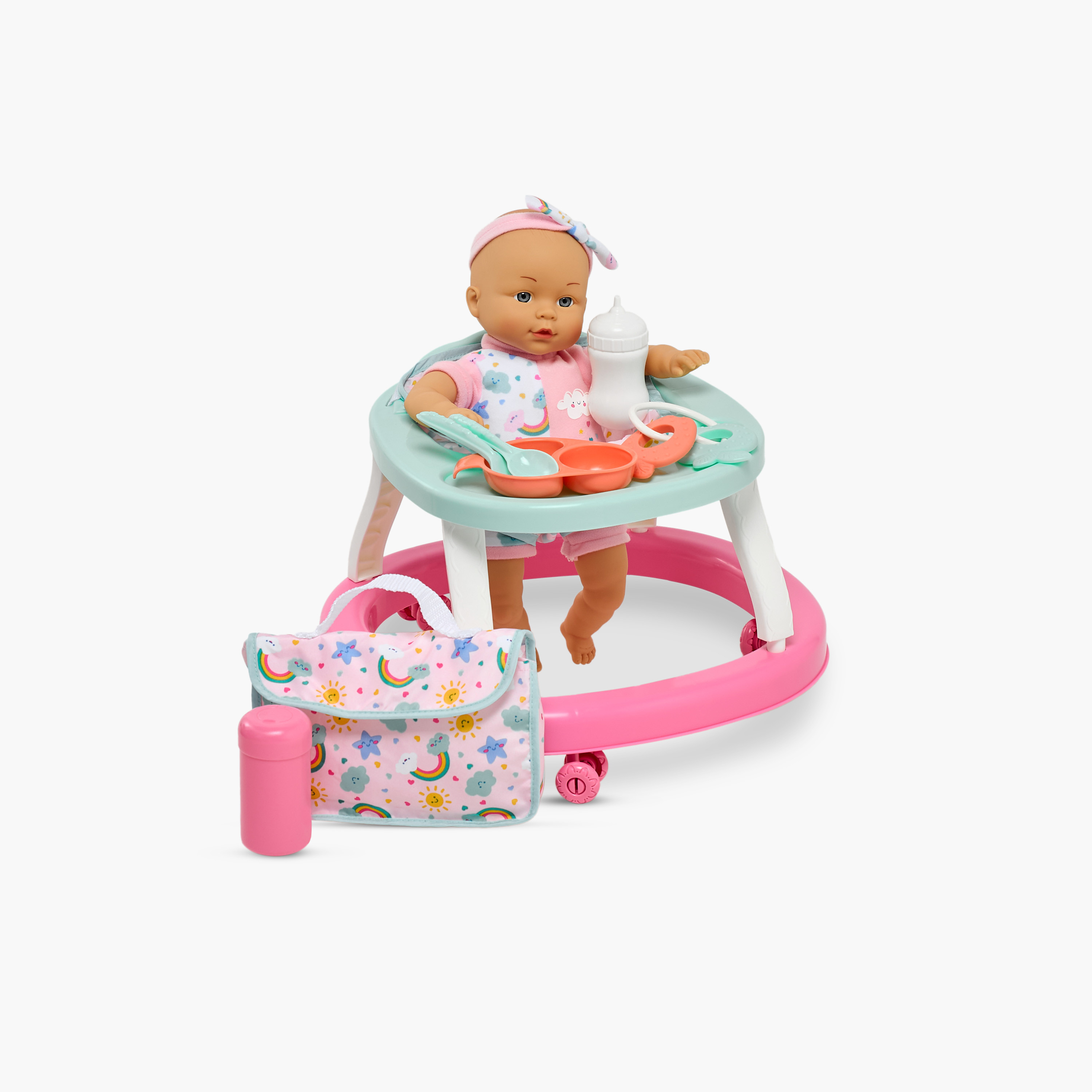 Rainbow Print Baby Doll Walker Set - 36 cm-toys-dollsandplaysets-dollplaysets-image-1