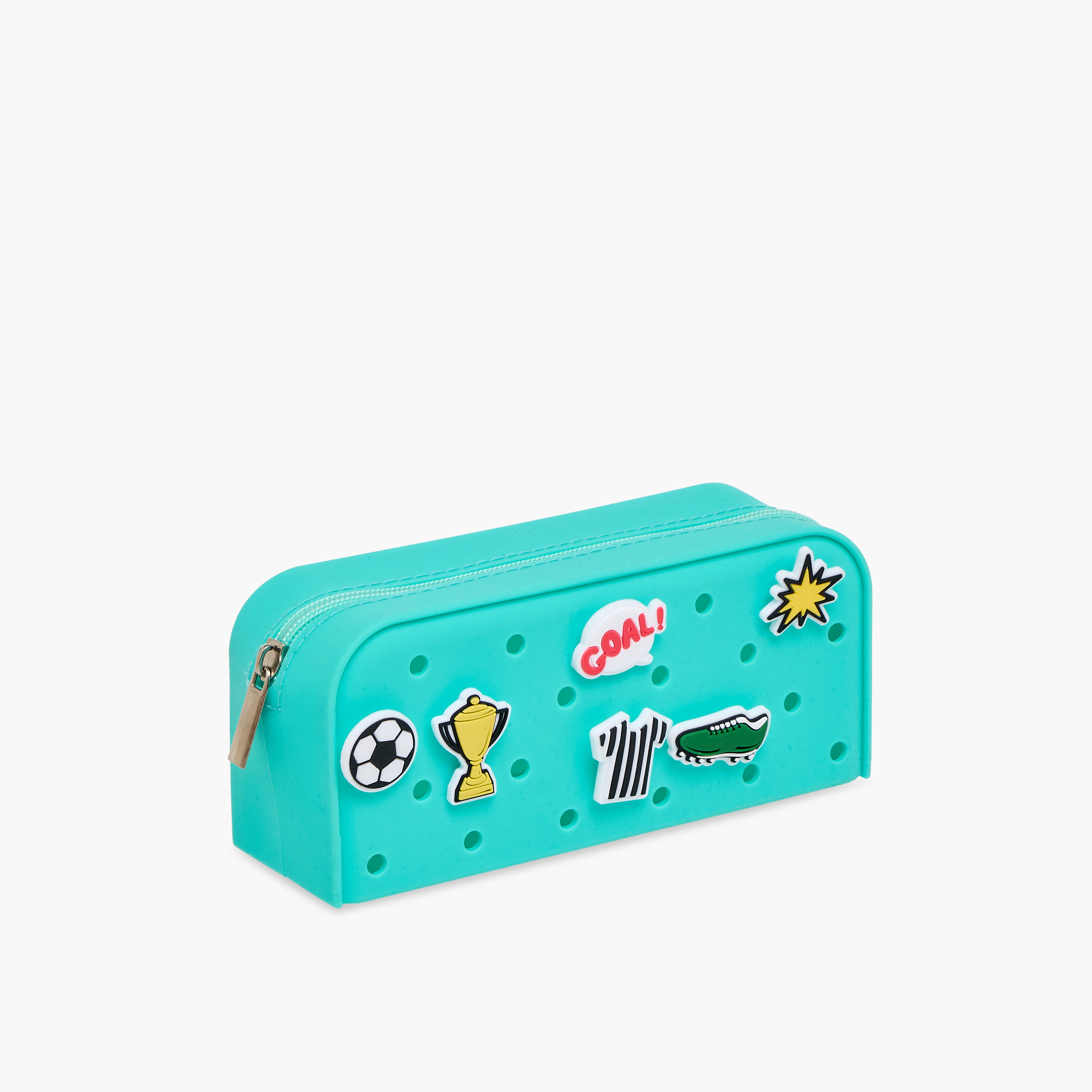 Football Charm Accent Silicone Pencil Pouch with Zip Closure-school-stationery-pencilcases-image-2