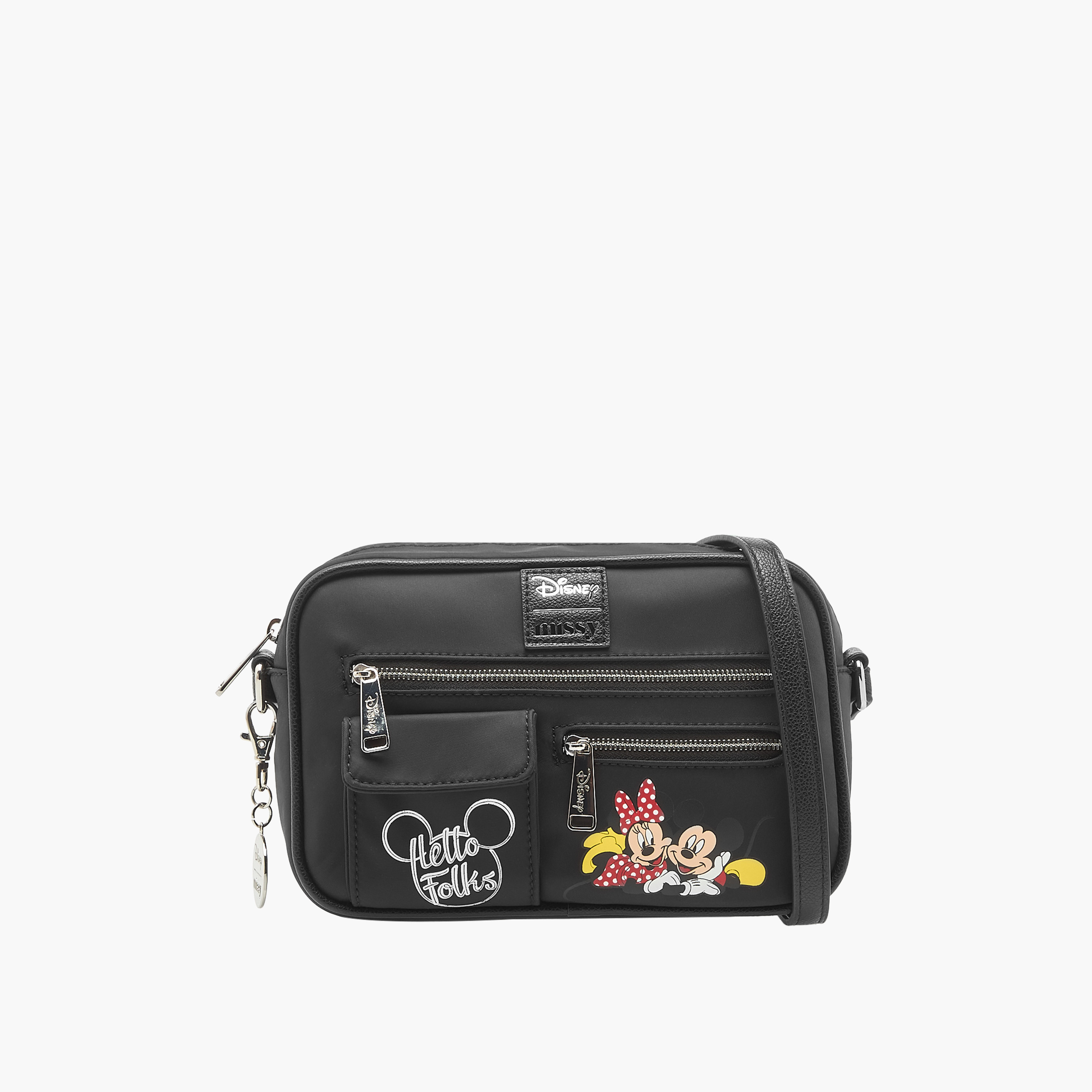 Disney Mickey and Minnie Mouse Print Crossbody Bag with Adjustable Strap and Zip Closure-women-bagsandwallets-handbags-image-1