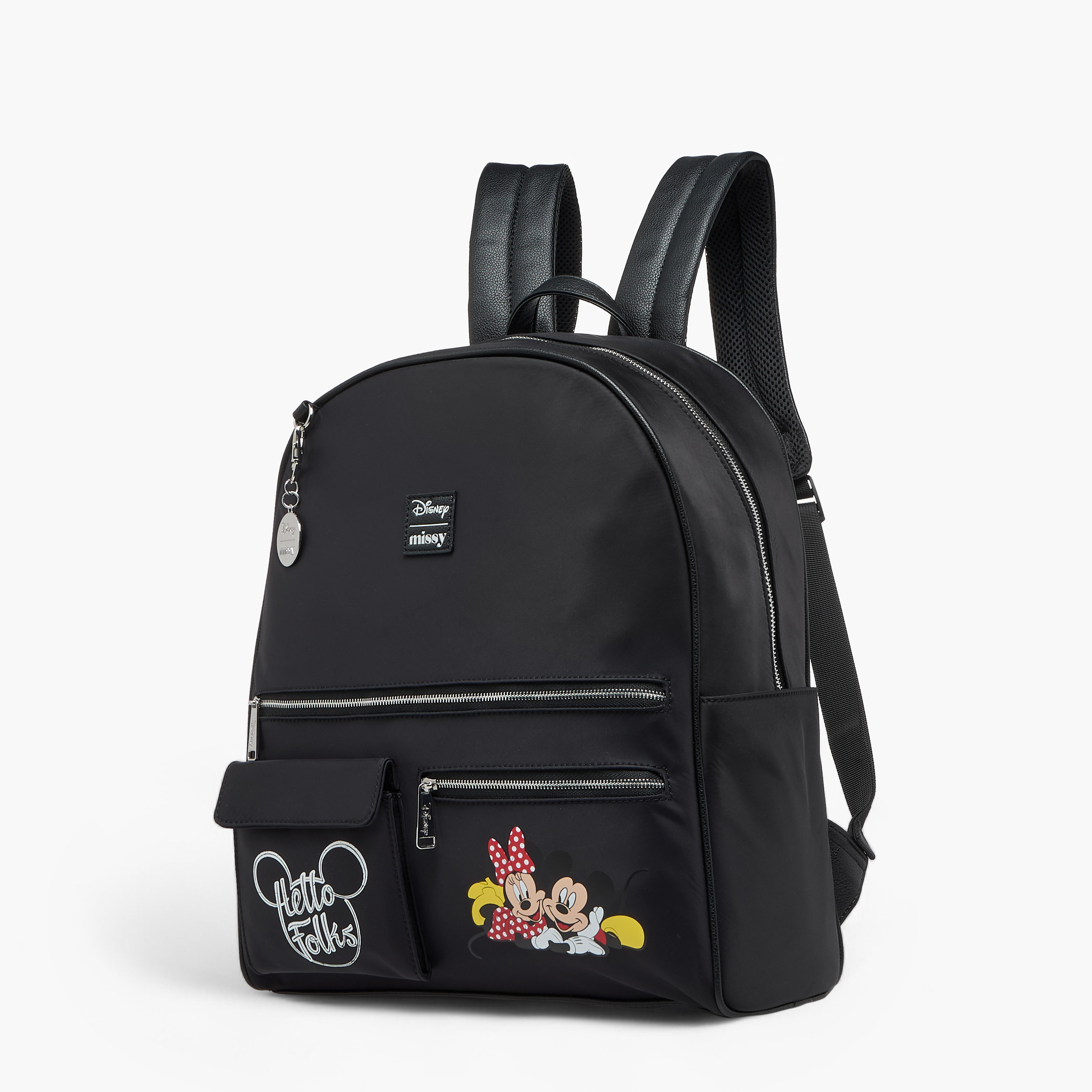Disney Mickey and Minnie Mouse Print Backpack with Adjustable Straps and Zip Closure - 12x25x34 cm-women-bagsandwallets-backpacks-image-2