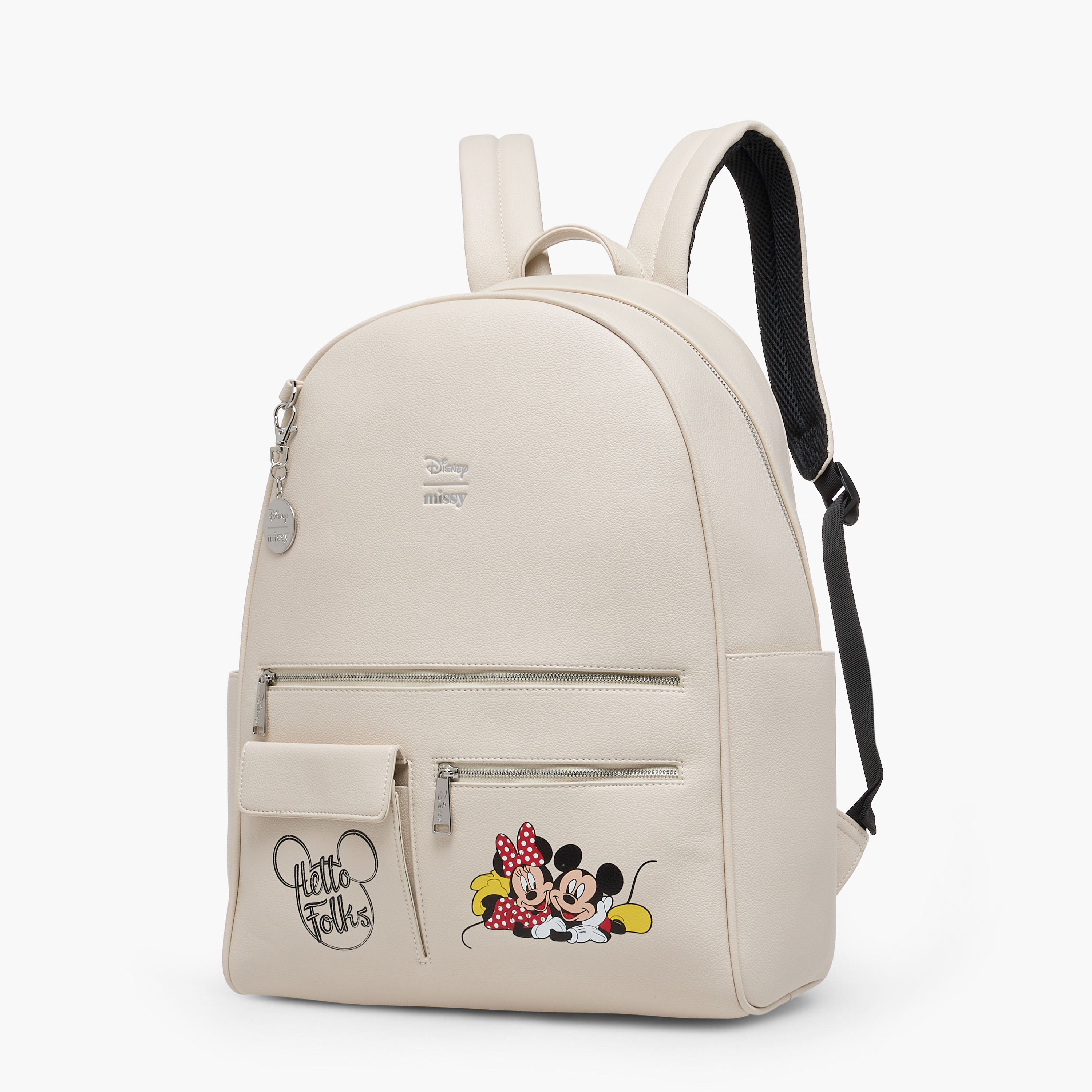 Disney Mickey and Minnie Mouse Print Backpack with Adjustable Straps and Zip Closure - 12x25x34 cm-women-bagsandwallets-backpacks-image-2