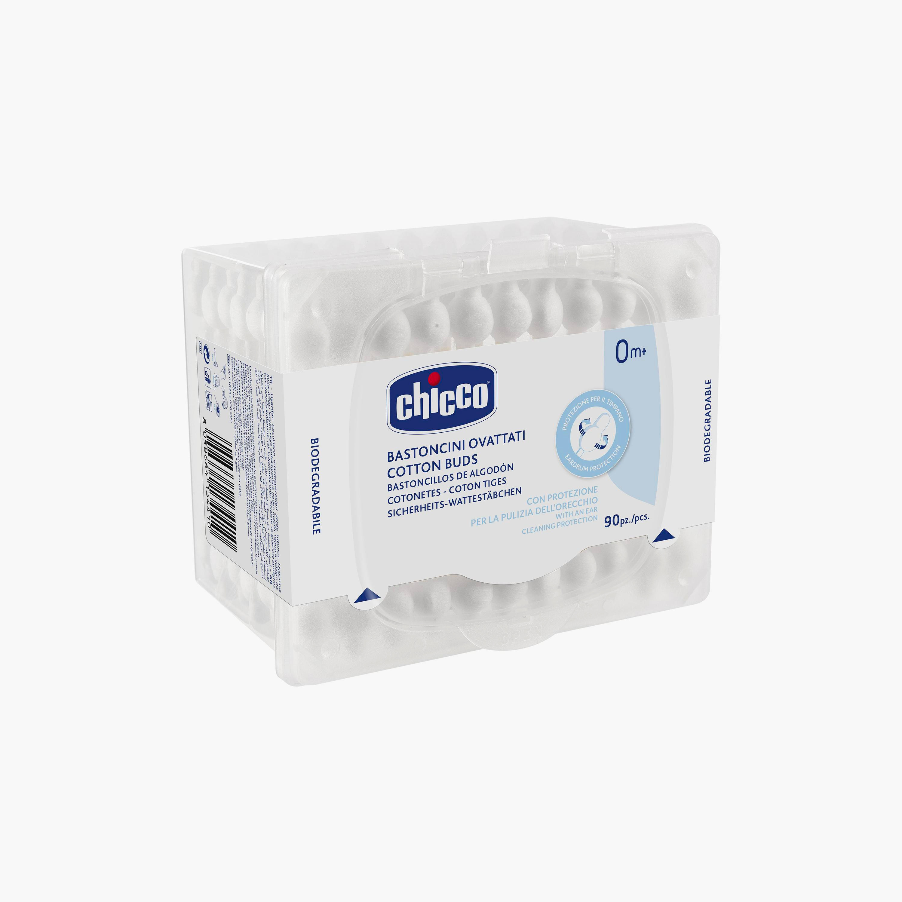 Chicco 90 Piece Cotton Buds with Eardrum Protection - 0 Months+-baby-bathandcare-wipes-image-2
