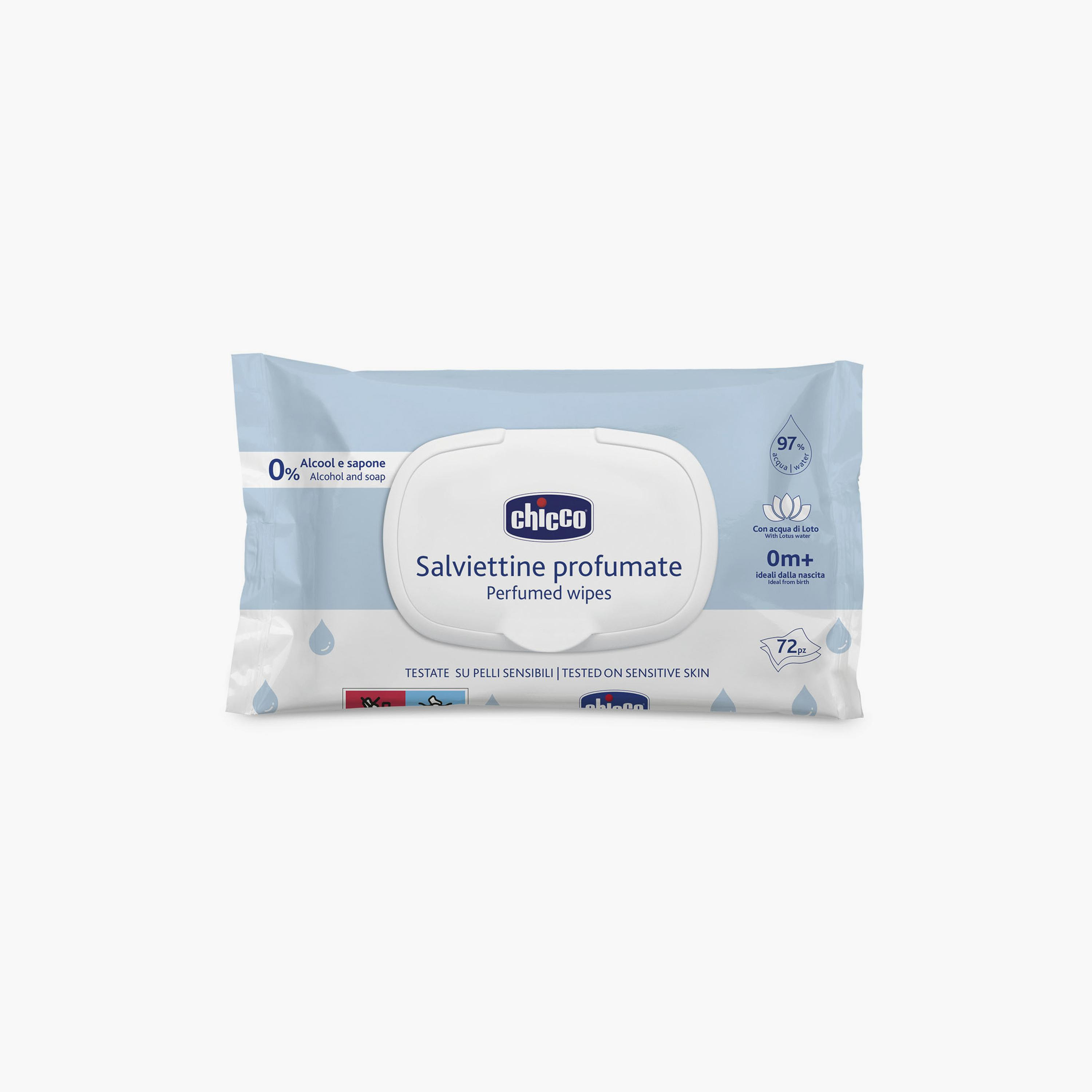 Chicco 72-Piece Perfumed Wipes with Flip Cover - 0 Months+-baby-bathandcare-wipes-image-1