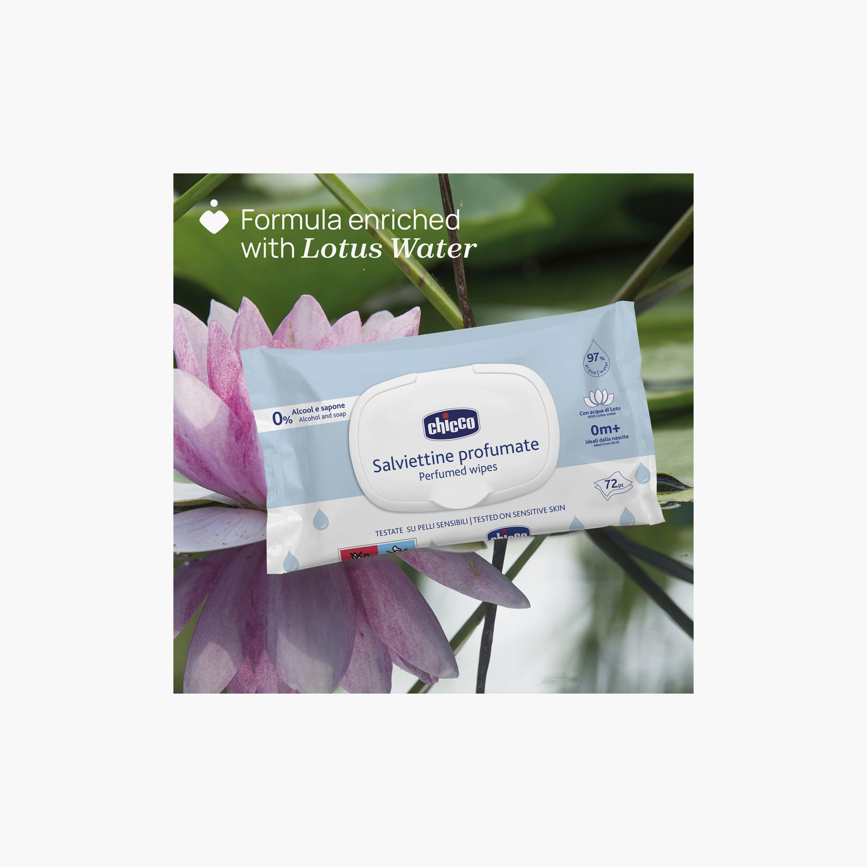 Chicco 72-Piece Perfumed Wipes with Flip Cover - 0 Months+-baby-bathandcare-wipes-image-2