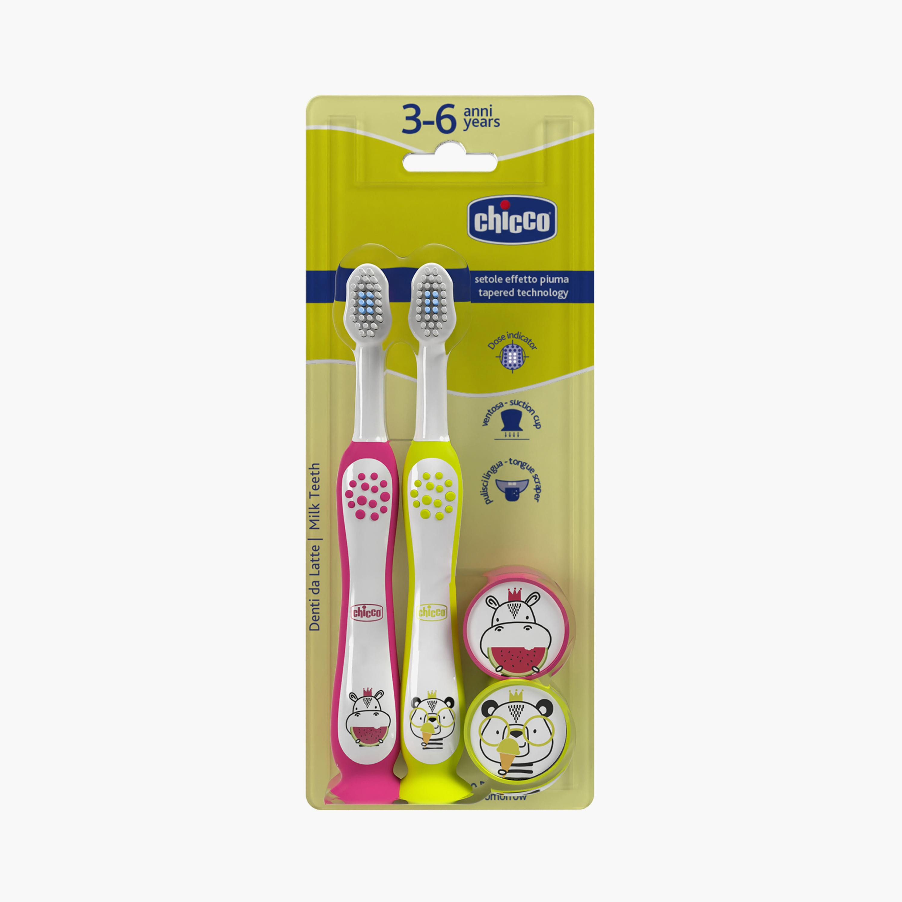 Chicco Hippo & Panda Combo Toothbrushes - 3-6 Years-beautyandpersonalcare-babycare-teethanddentalcare-image-2
