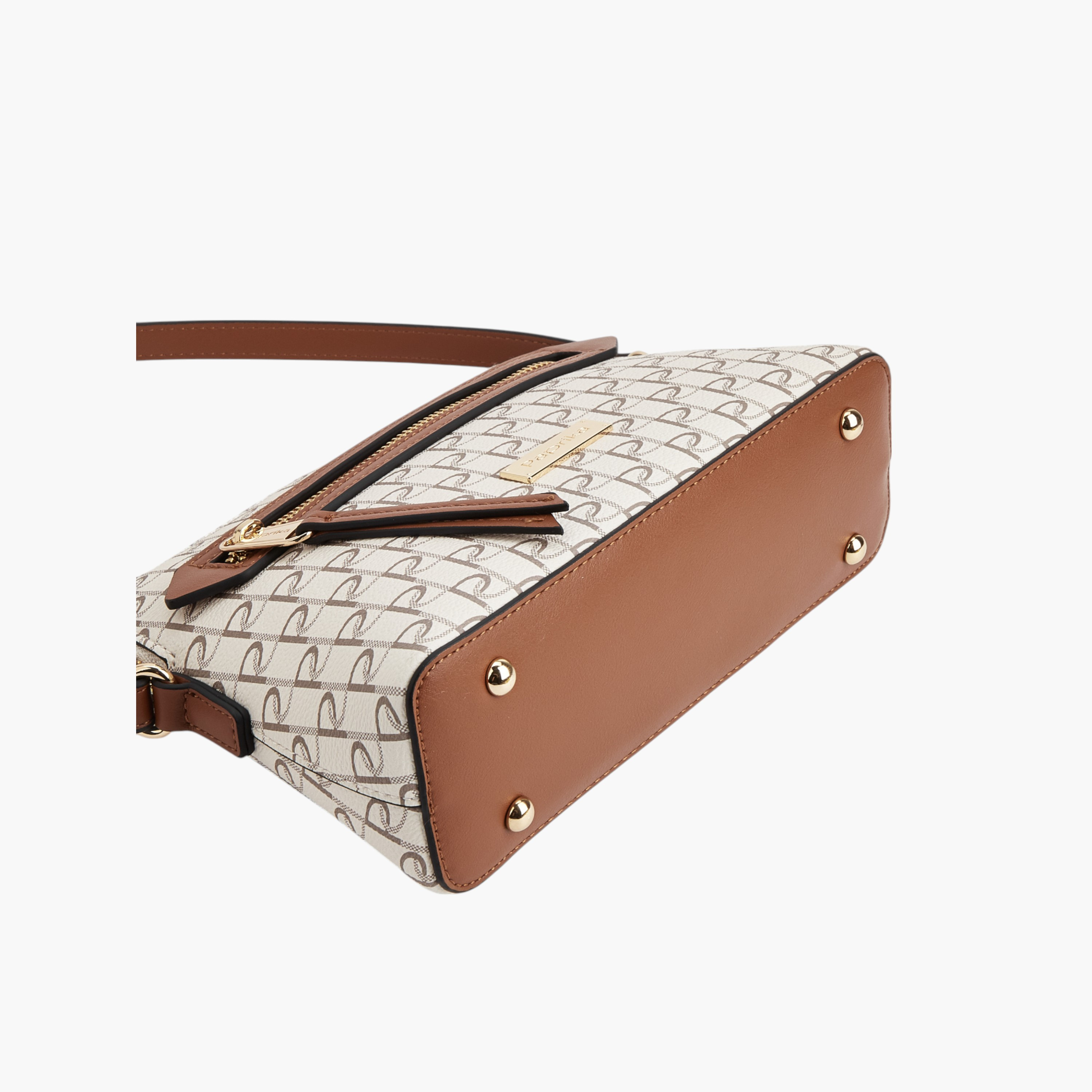 Paprika Monogram Print Crossbody Bag with Adjustable Strap and Zip Closure-women-bagsandwallets-handbags-image-5