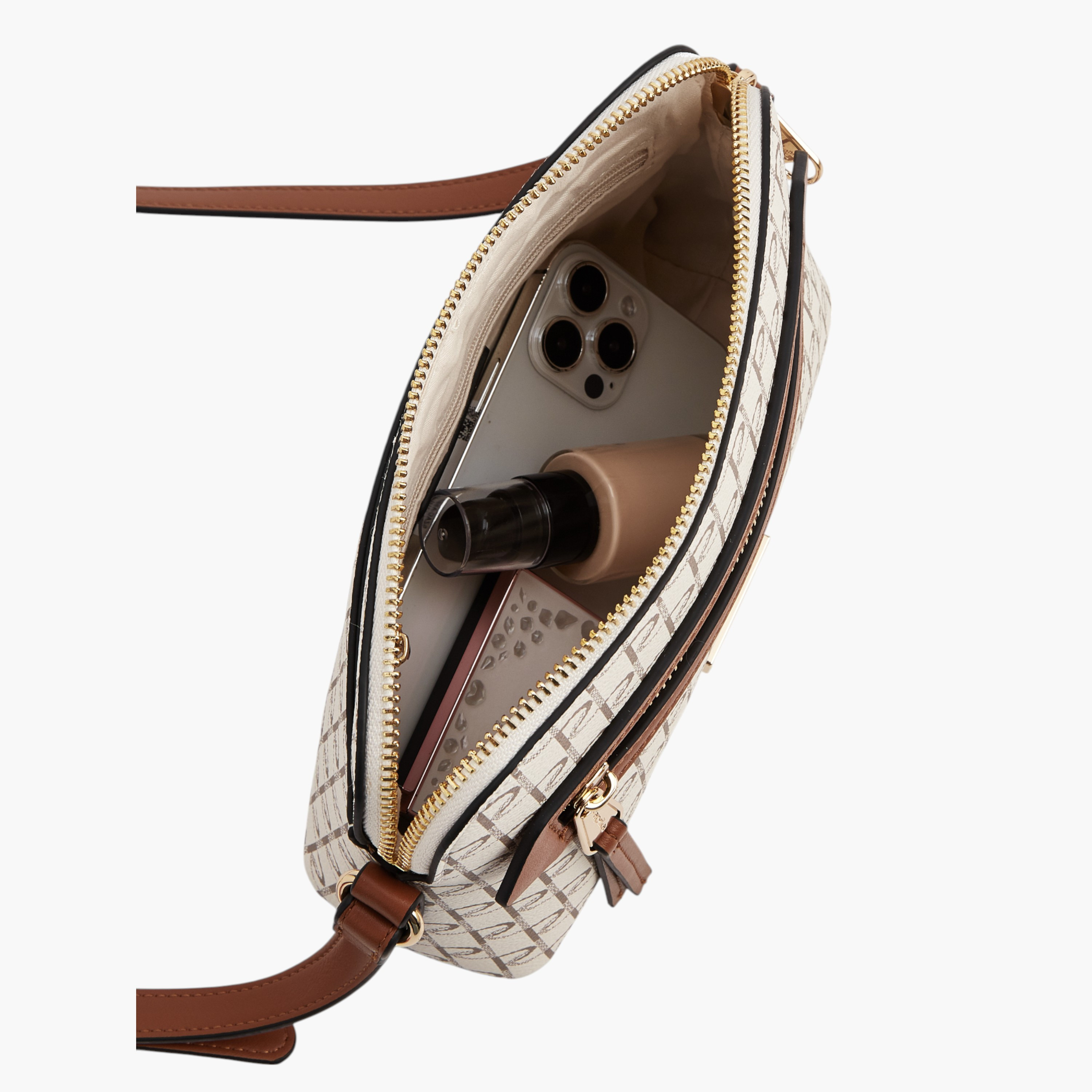 Paprika Monogram Print Crossbody Bag with Adjustable Strap and Zip Closure-women-bagsandwallets-handbags-image-7