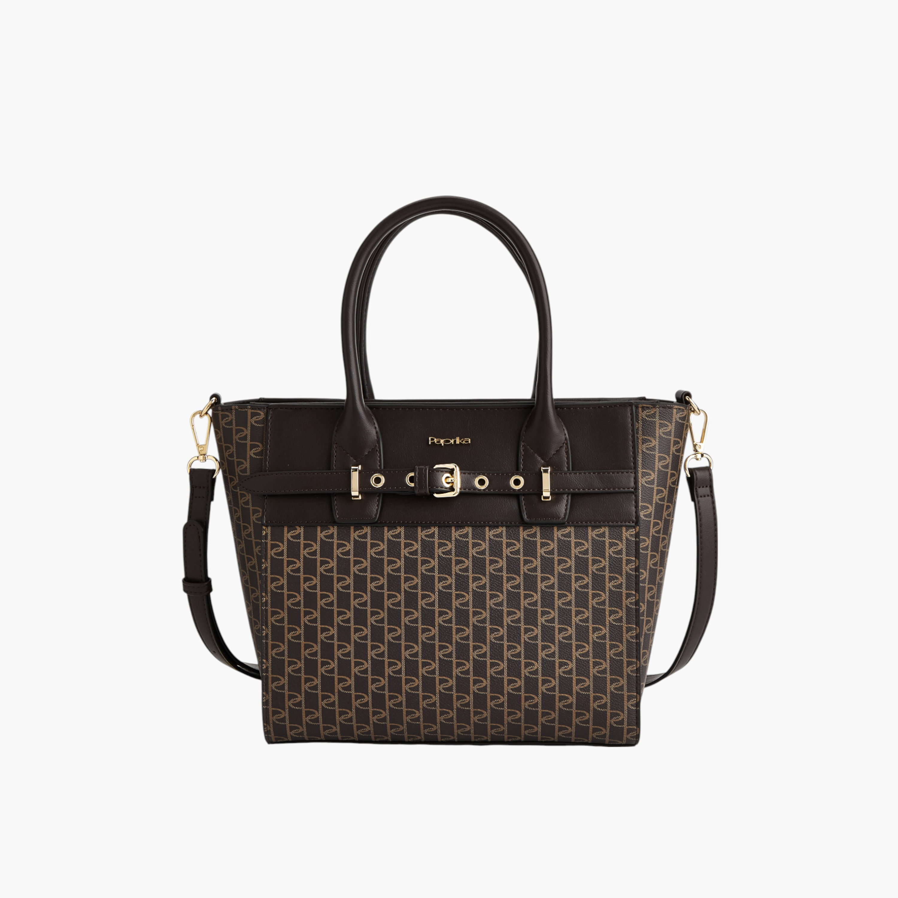 شنطة توت بمقبض مزدوج وسحاب إغلاق وطبعات مونوجرام من بابريكا-women-bagsandwallets-handbags-image-1