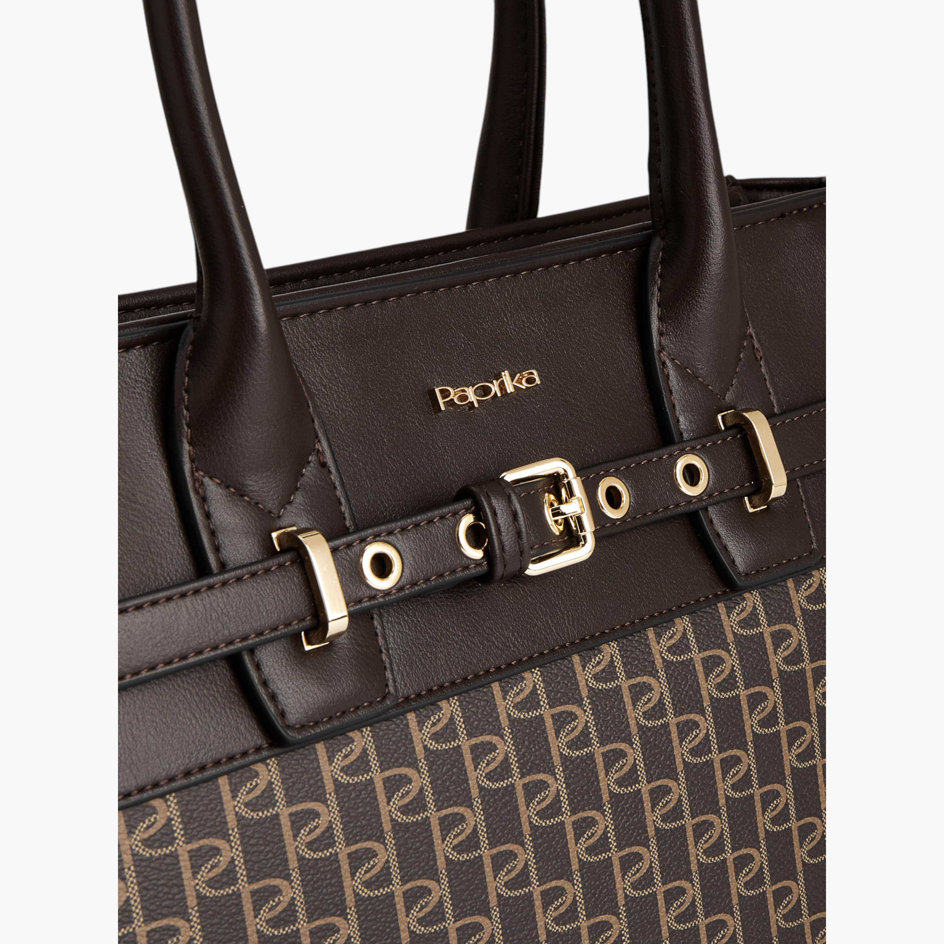 شنطة توت بمقبض مزدوج وسحاب إغلاق وطبعات مونوجرام من بابريكا-women-bagsandwallets-handbags-image-4
