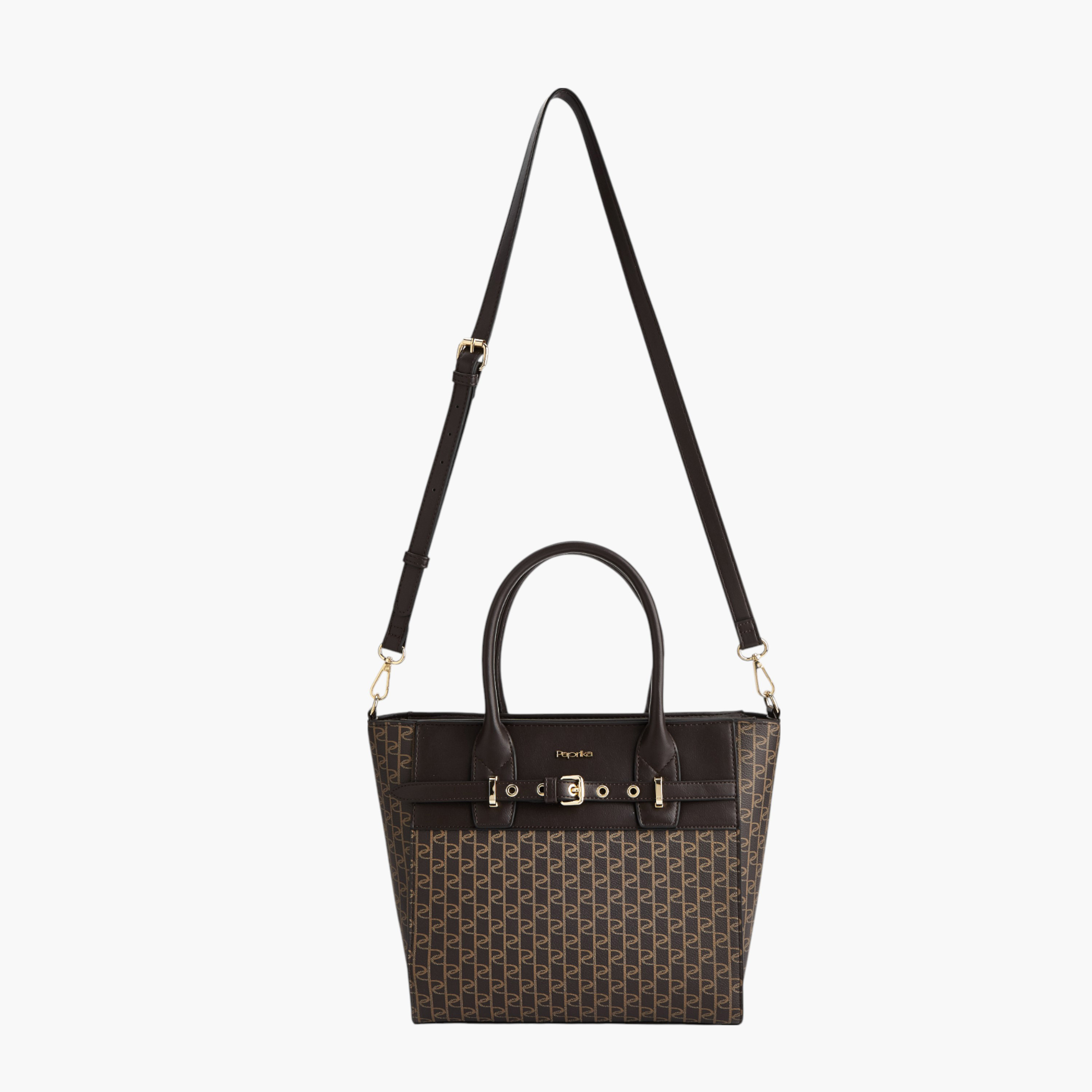 شنطة توت بمقبض مزدوج وسحاب إغلاق وطبعات مونوجرام من بابريكا-women-bagsandwallets-handbags-image-6
