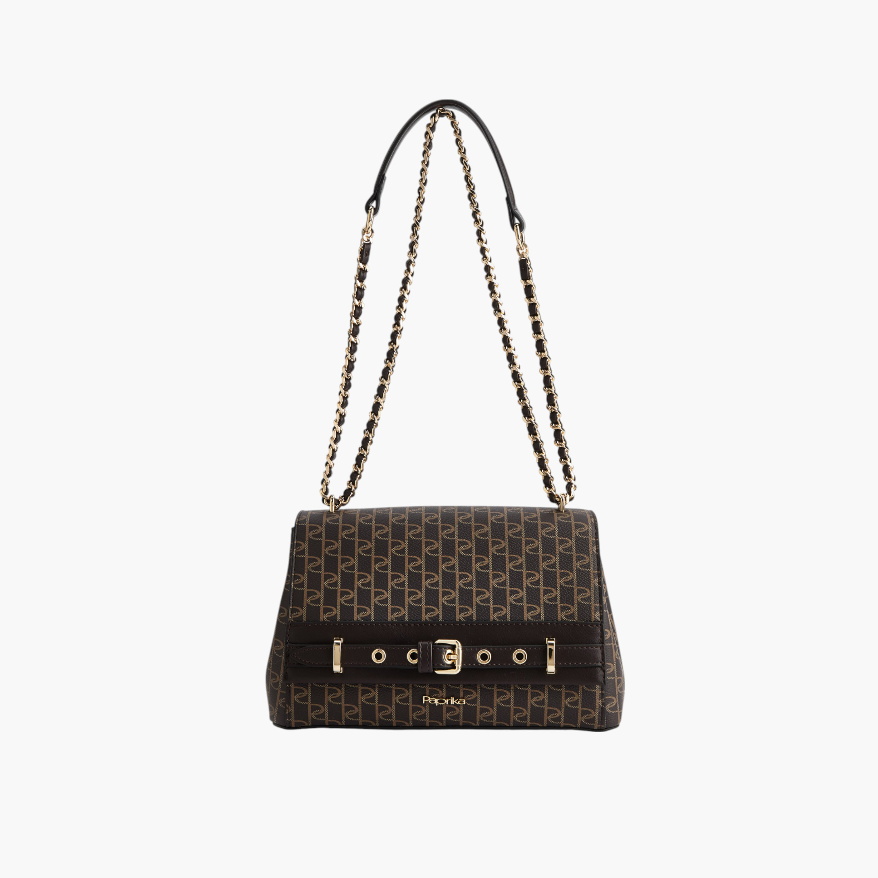 شنطة كروس بودي بطبعات مونوجرام مع حزام سلسلة وزر إغلاق من بابريكا-women-bagsandwallets-handbags-image-1