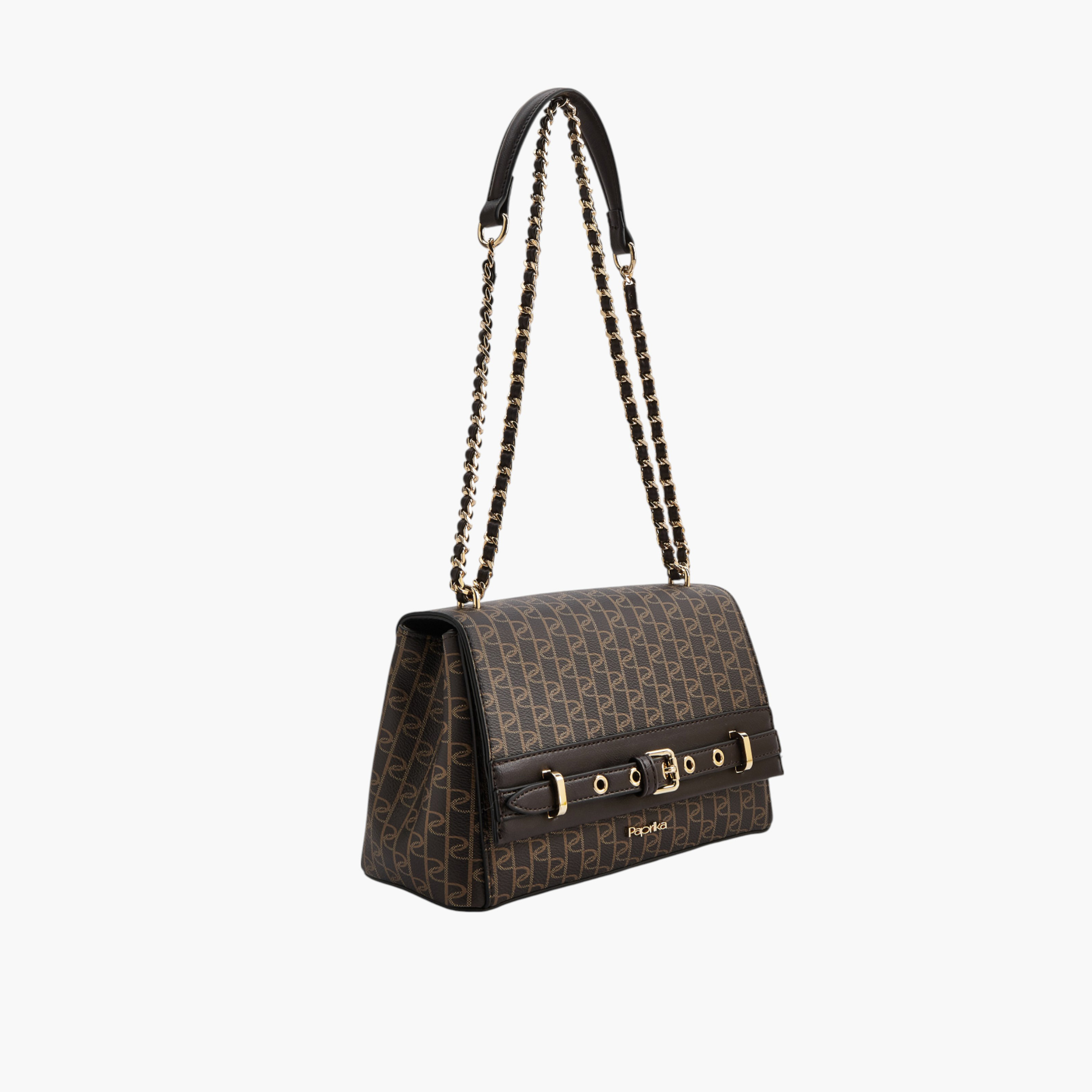 شنطة كروس بودي بطبعات مونوجرام مع حزام سلسلة وزر إغلاق من بابريكا-women-bagsandwallets-handbags-image-3