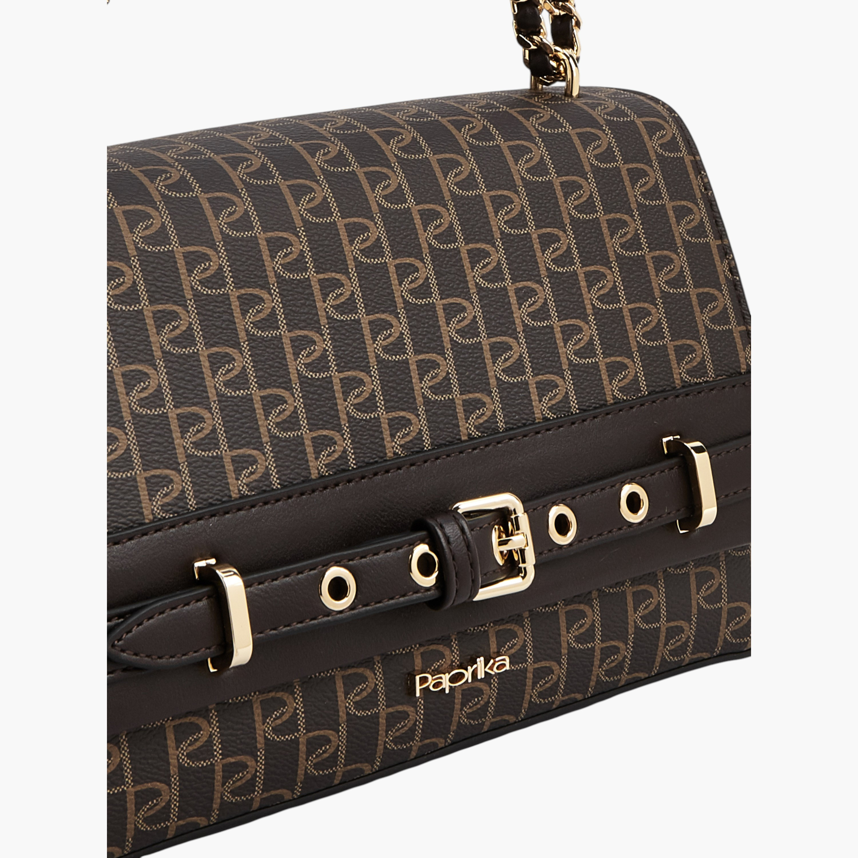 شنطة كروس بودي بطبعات مونوجرام مع حزام سلسلة وزر إغلاق من بابريكا-women-bagsandwallets-handbags-image-4