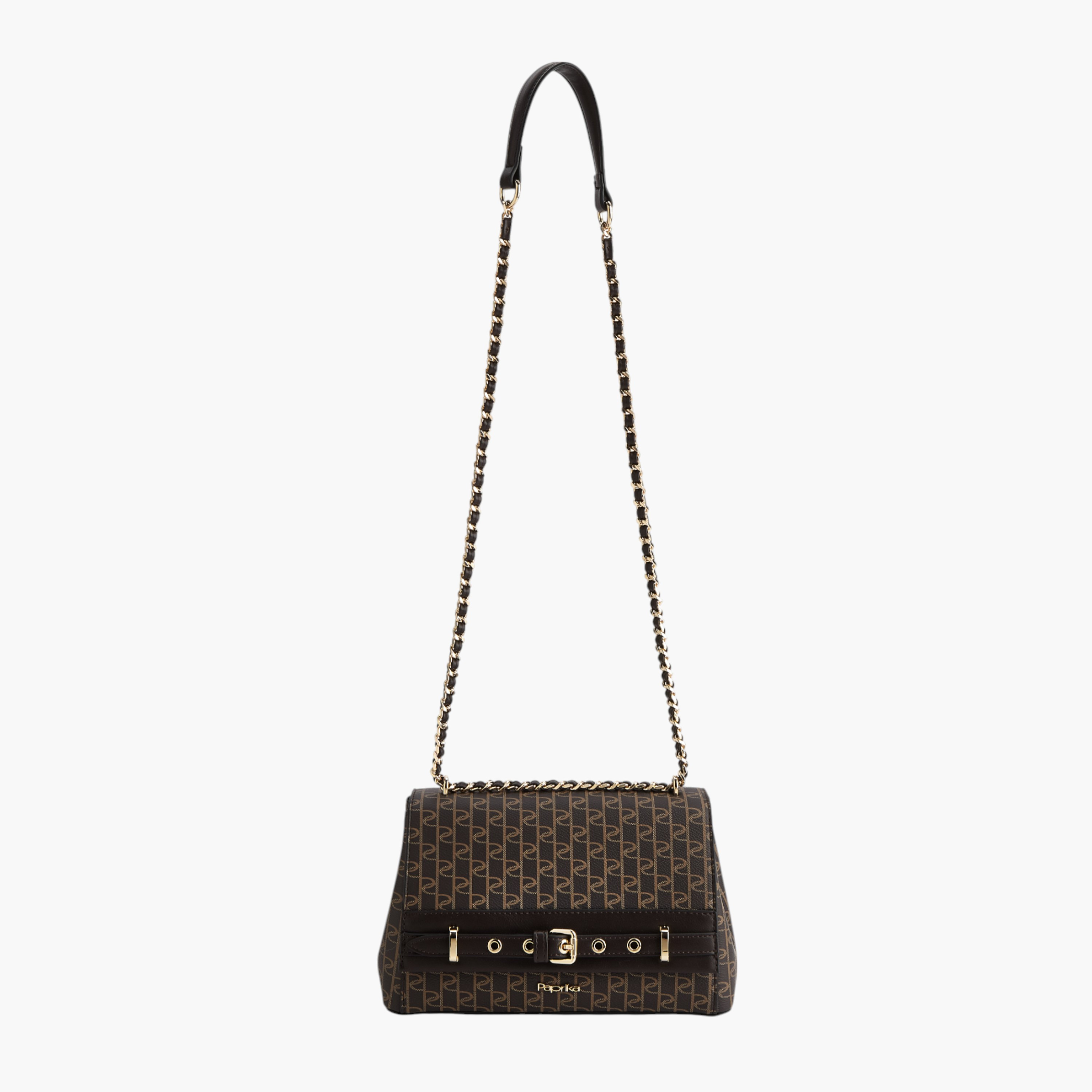 شنطة كروس بودي بطبعات مونوجرام مع حزام سلسلة وزر إغلاق من بابريكا-women-bagsandwallets-handbags-image-5