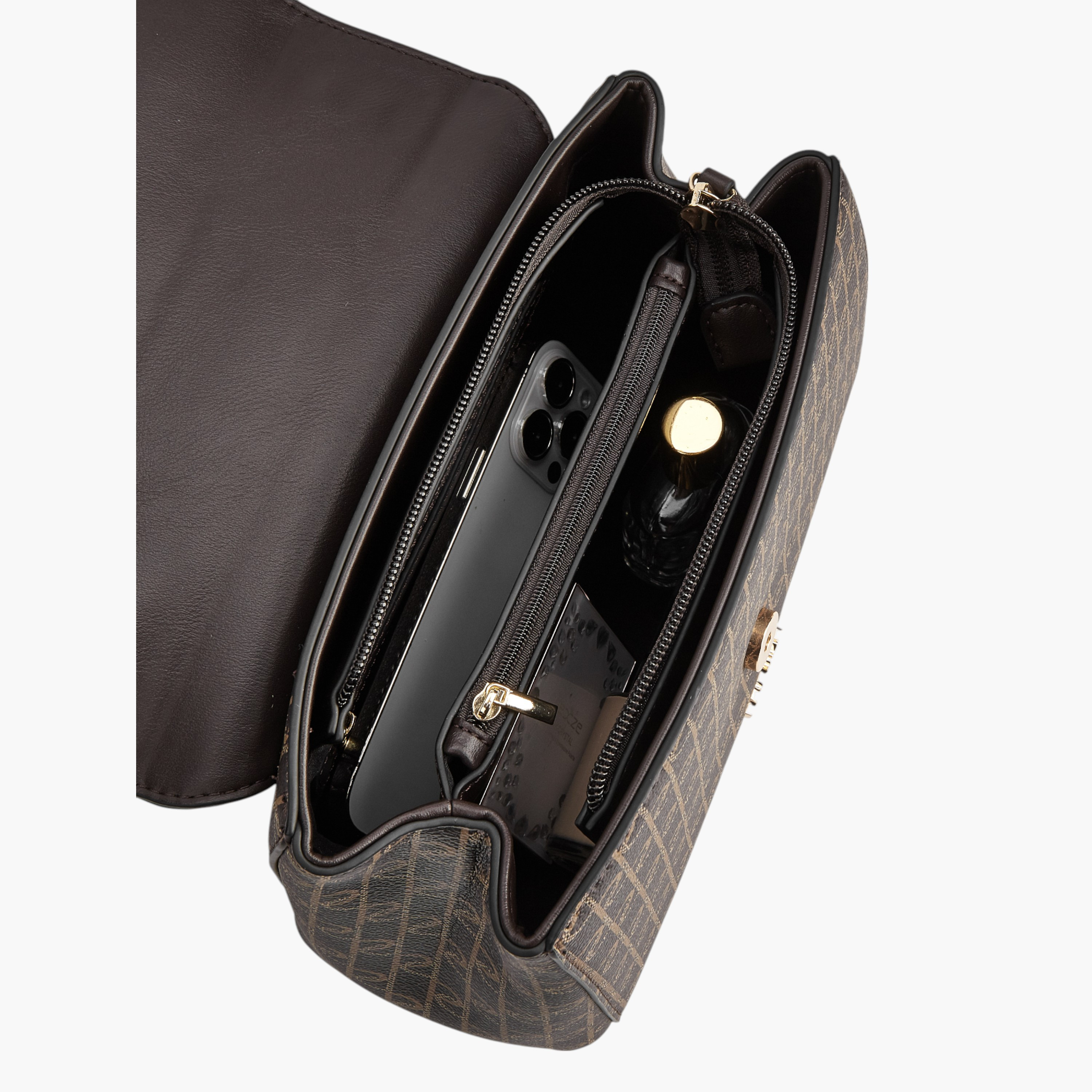 شنطة كروس بودي بطبعات مونوجرام مع حزام سلسلة وزر إغلاق من بابريكا-women-bagsandwallets-handbags-image-7