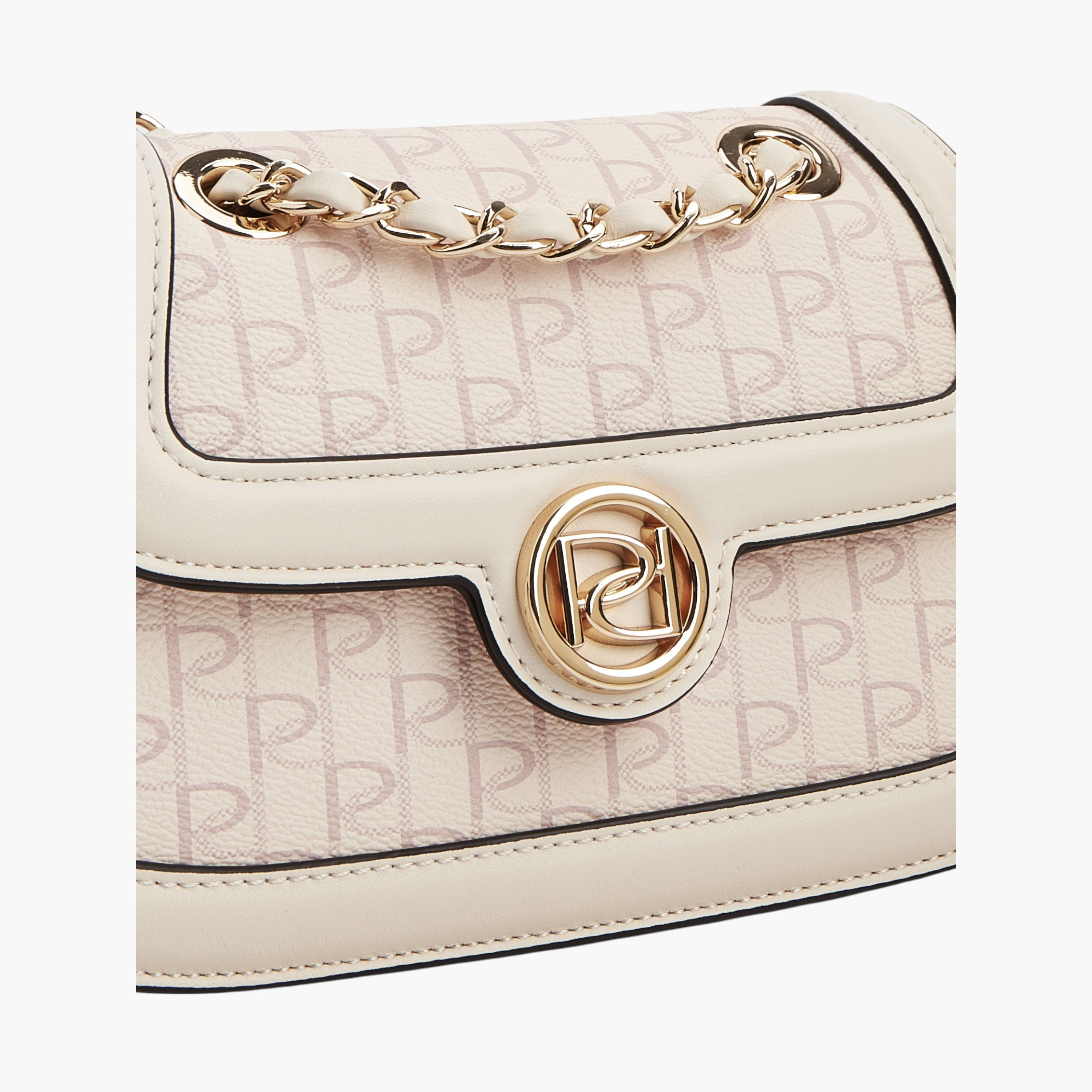 Paprika Monogram Print Crossbody Bag with Chain Accented Strap and Flap Closure-women-bagsandwallets-handbags-image-4