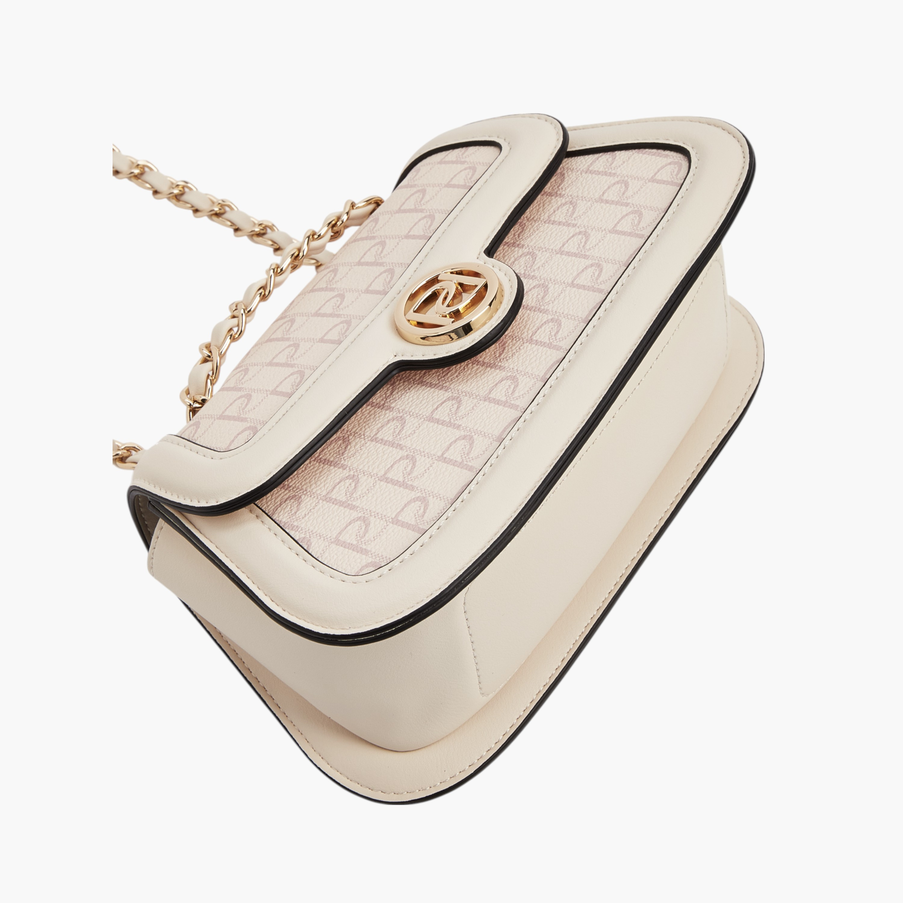 Paprika Monogram Print Crossbody Bag with Chain Accented Strap and Flap Closure-women-bagsandwallets-handbags-image-5