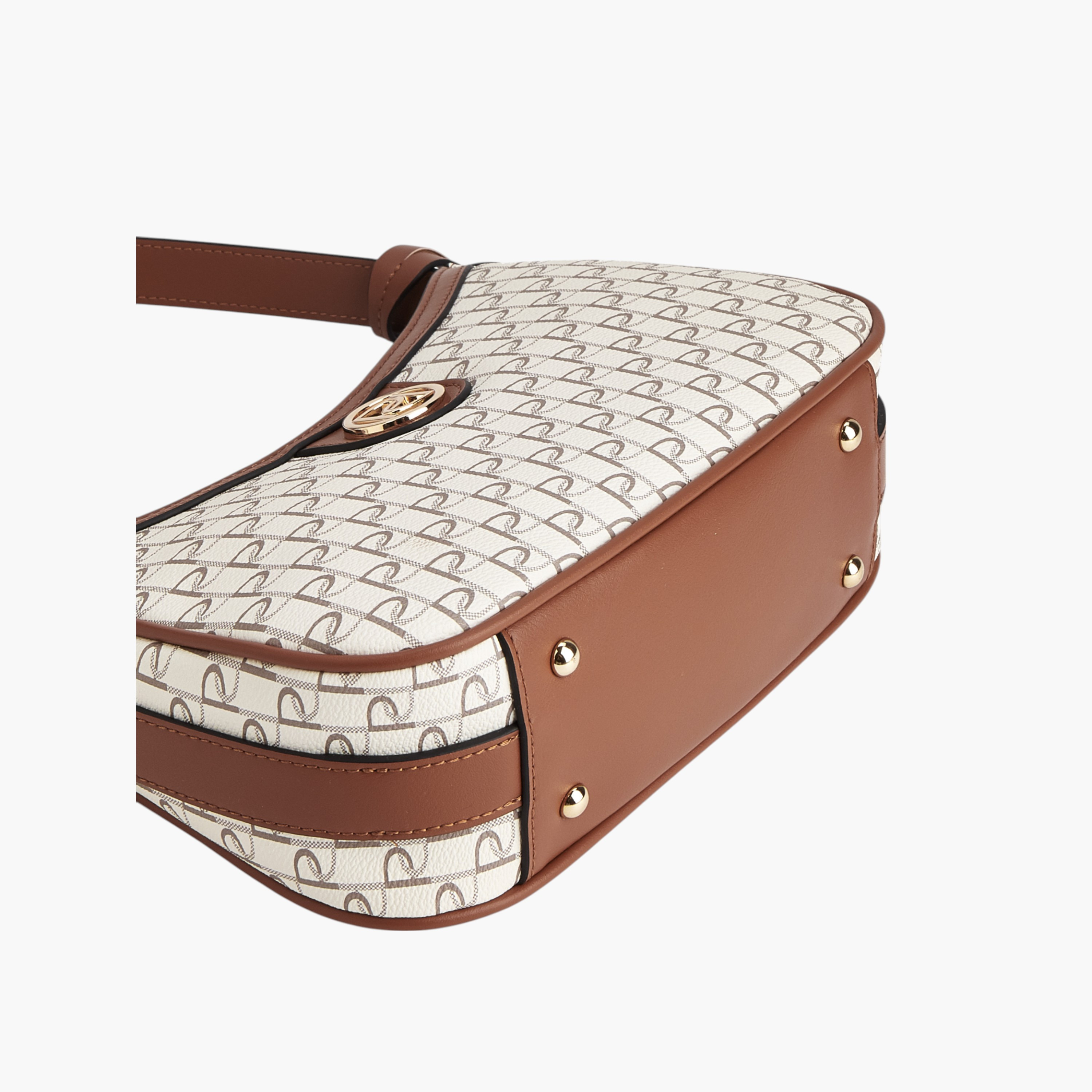 Paprika Monogram Print Shoulder Bag with Adjustable Strap and Zip Closure-women-bagsandwallets-handbags-image-6