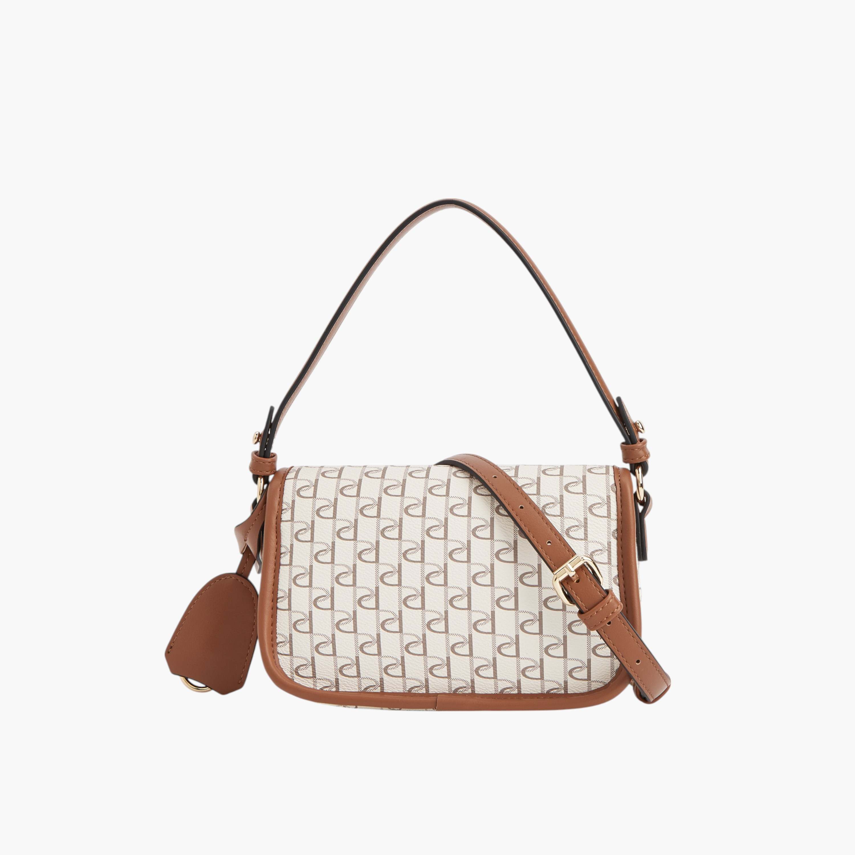 Paprika Monogram Print Crossbody Bag with Button Closure and Adjustable Strap-women-bagsandwallets-handbags-image-2