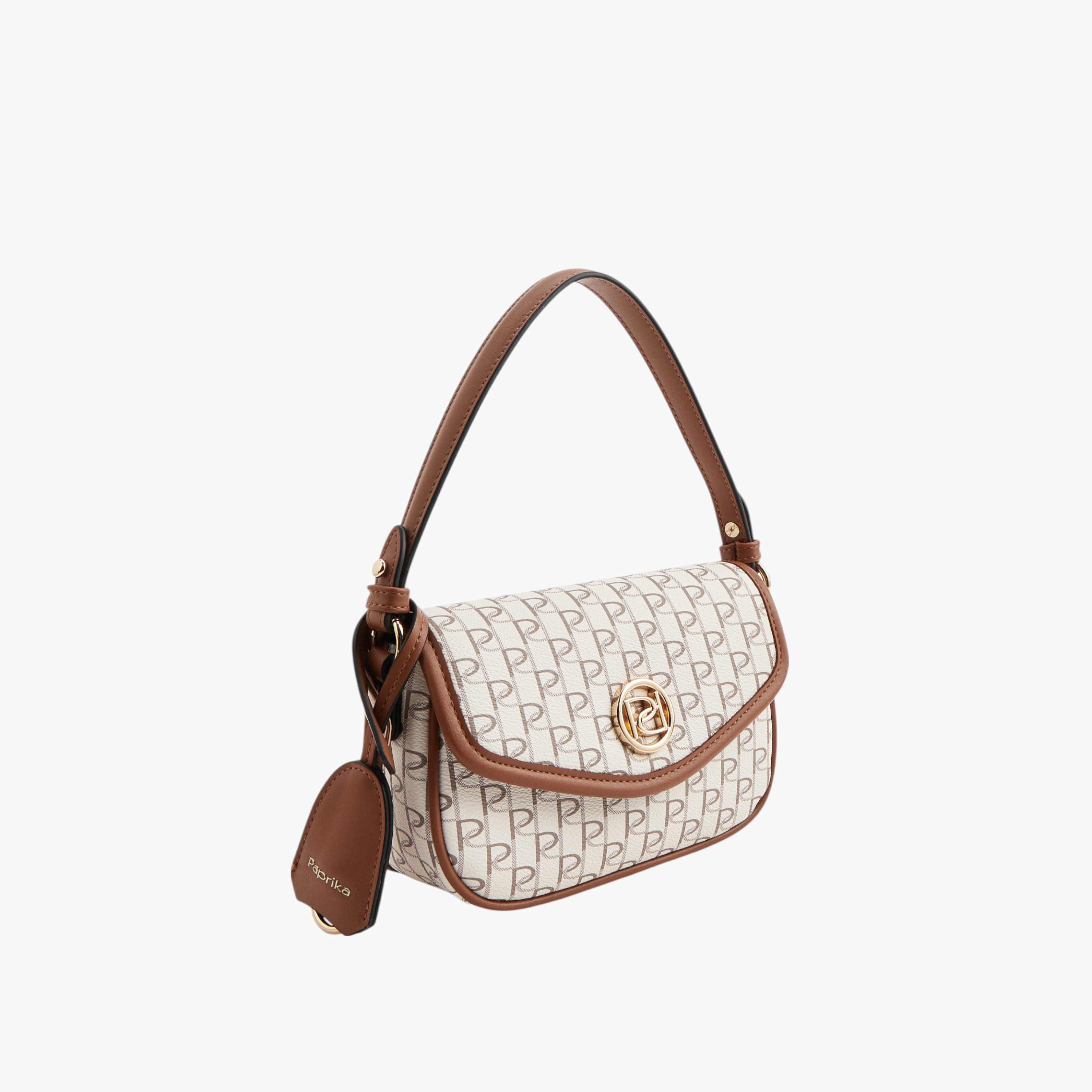 Paprika Monogram Print Crossbody Bag with Button Closure and Adjustable Strap-women-bagsandwallets-handbags-image-3