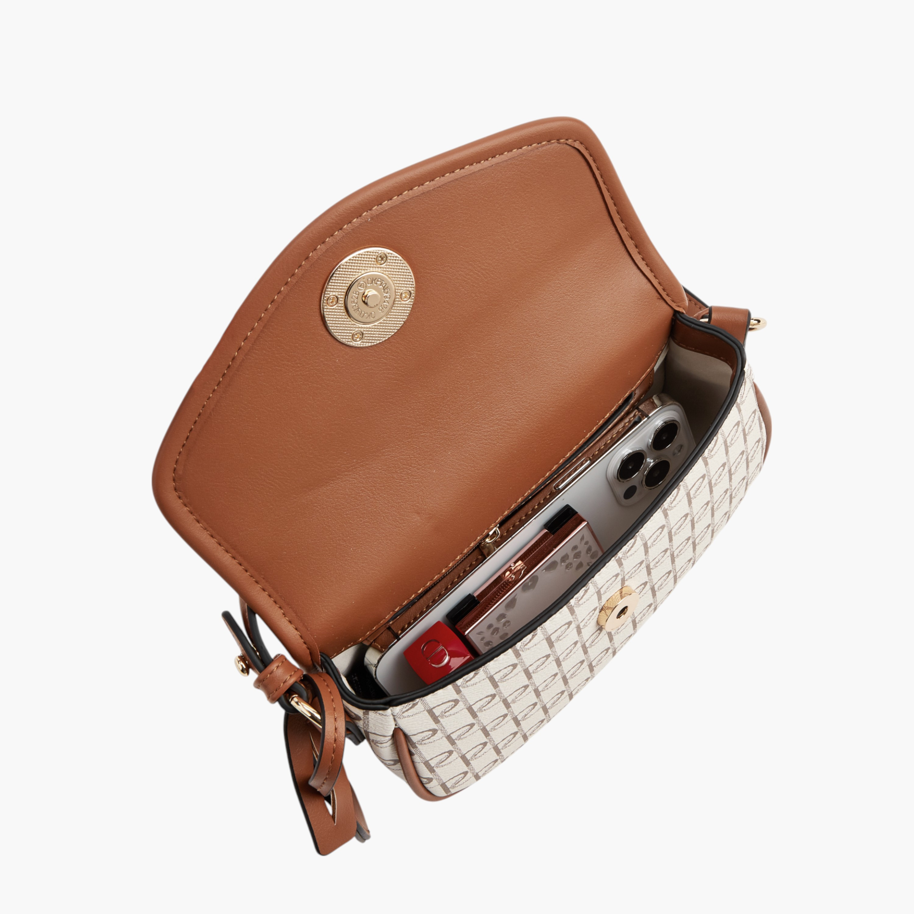 Paprika Monogram Print Crossbody Bag with Button Closure and Adjustable Strap-women-bagsandwallets-handbags-image-7