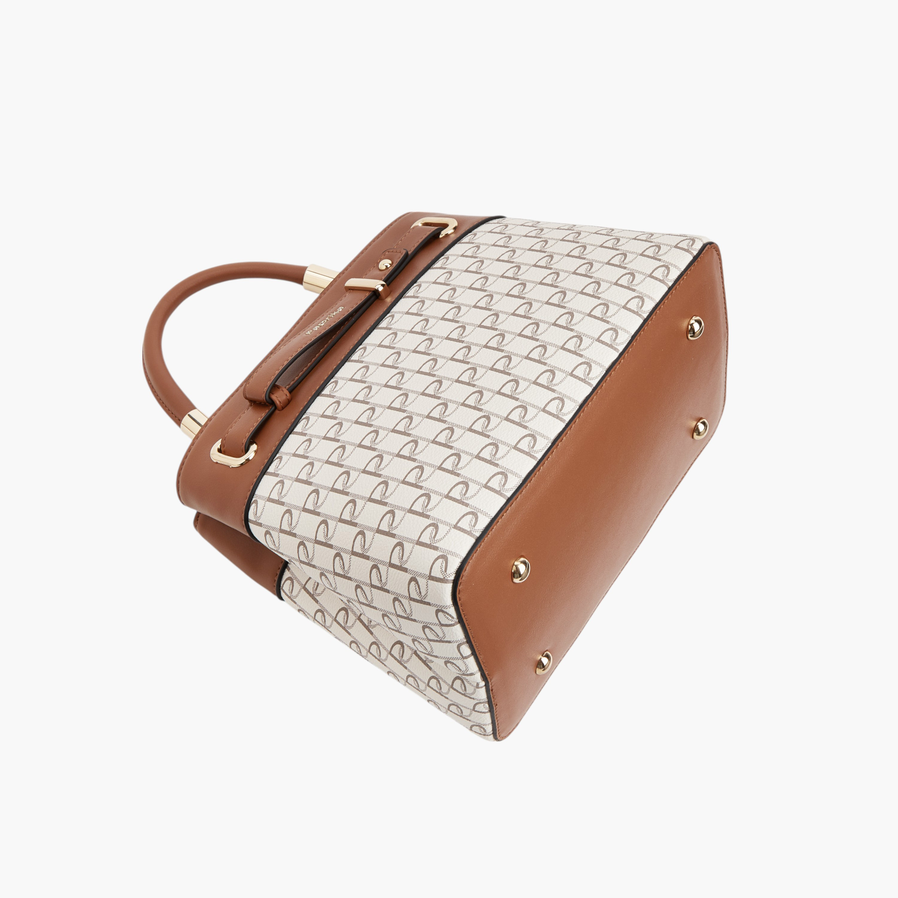 Paprika Monogram Print Tote Bag with Detachable Strap and Zip Closure-women-bagsandwallets-handbags-image-5
