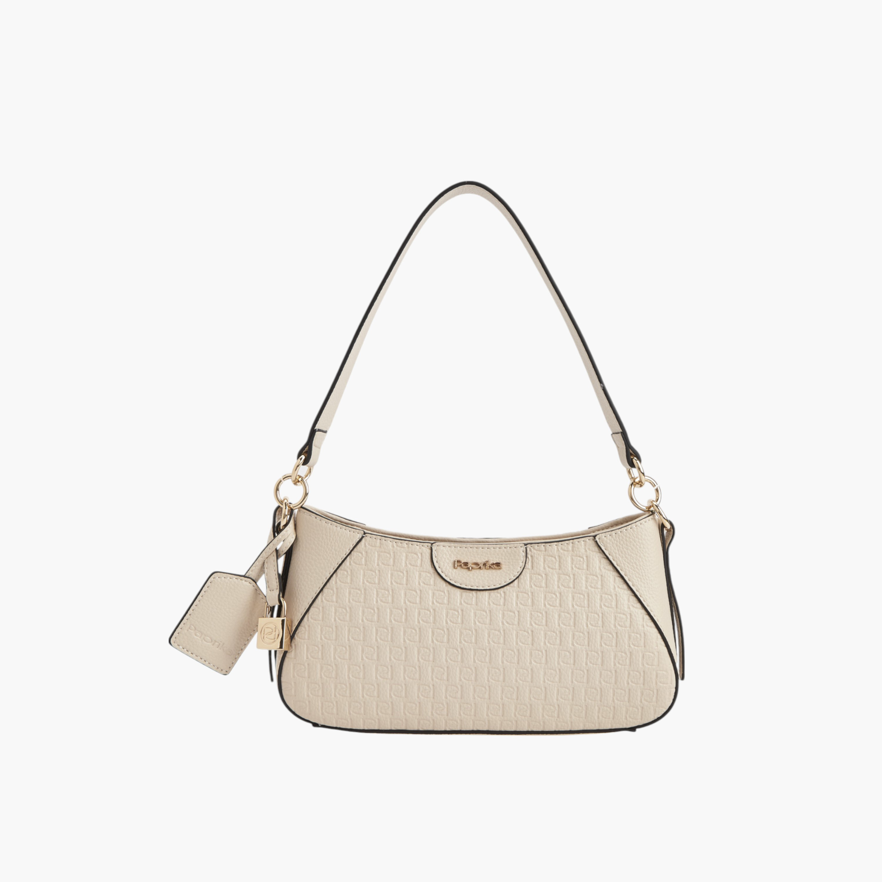 Paprika Monogram Embossed Shoulder Bag with Detachable Strap and Zip Closure-women-bagsandwallets-handbags-image-1