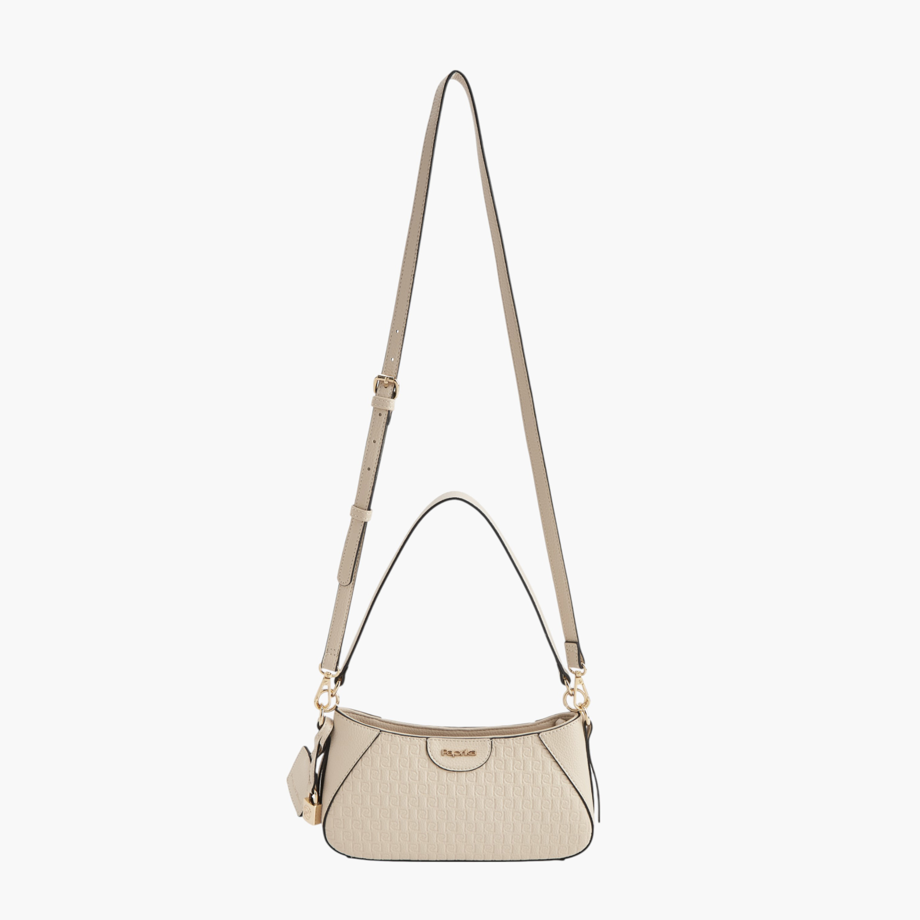 Paprika Monogram Embossed Shoulder Bag with Detachable Strap and Zip Closure-women-bagsandwallets-handbags-image-6