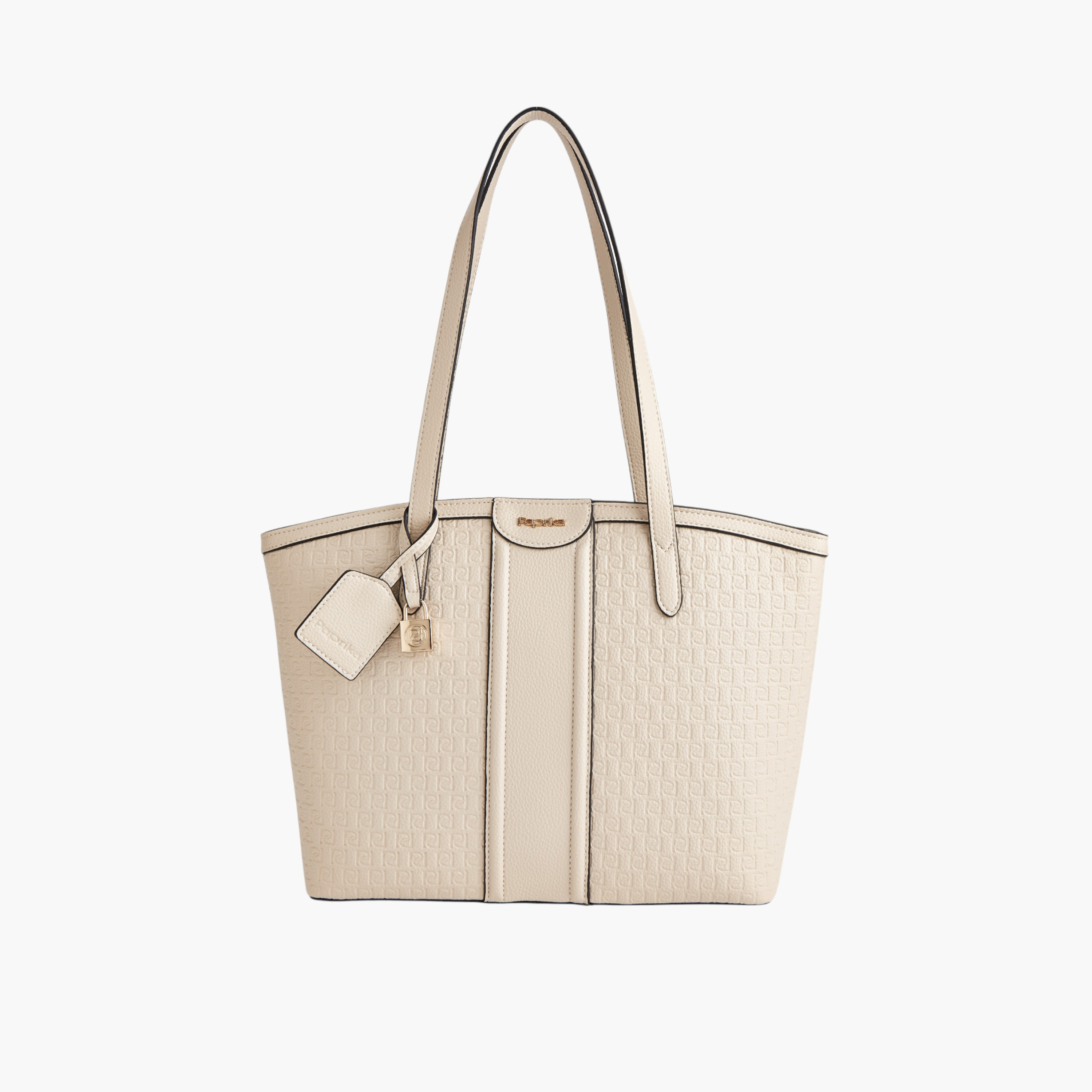 Paprika Monogram Embossed Tote Bag with Zip Closure-women-bagsandwallets-handbags-image-1