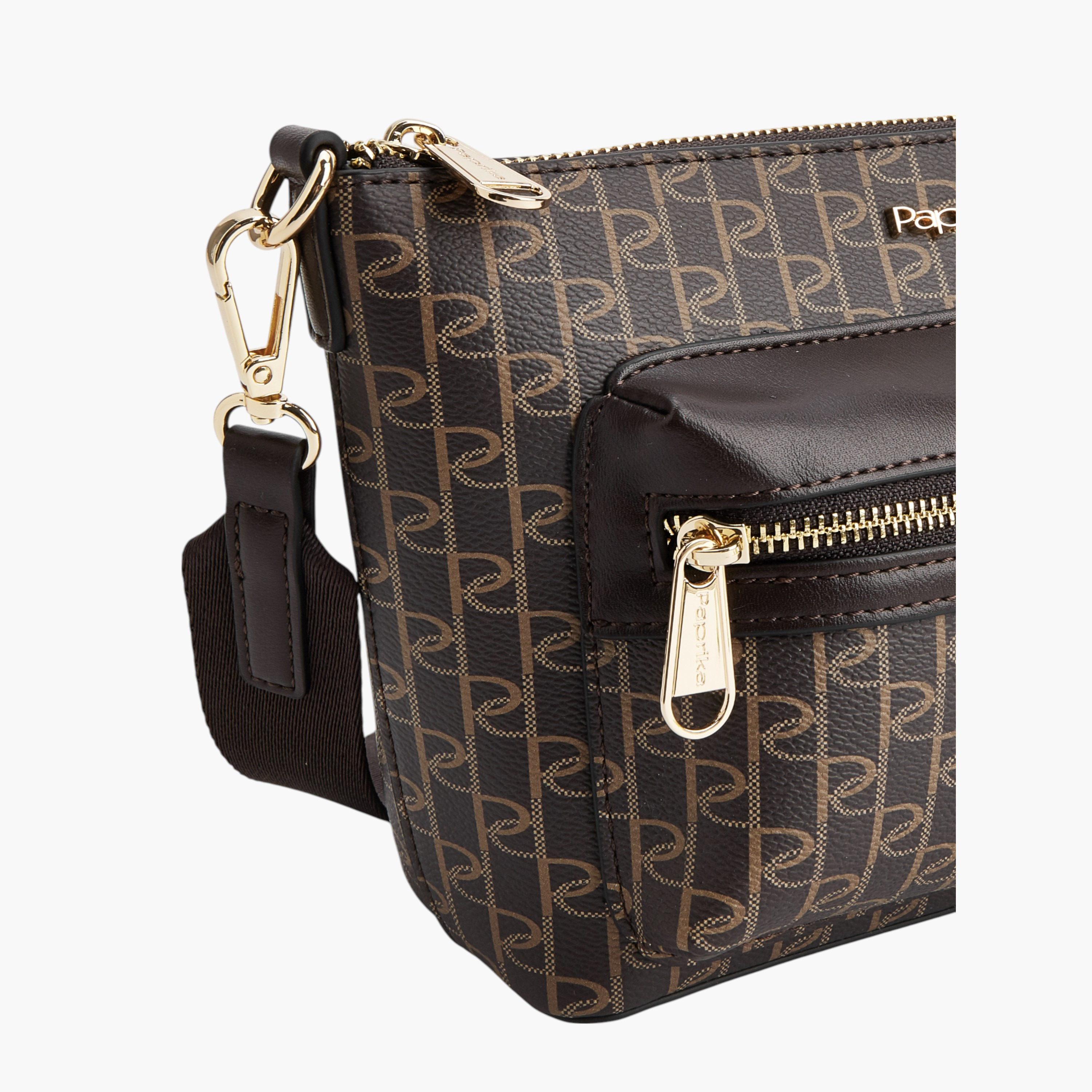 Paprika Monogram Print Crossbody Bag with Detachable Strap and Zip Closure-women-bagsandwallets-handbags-image-4