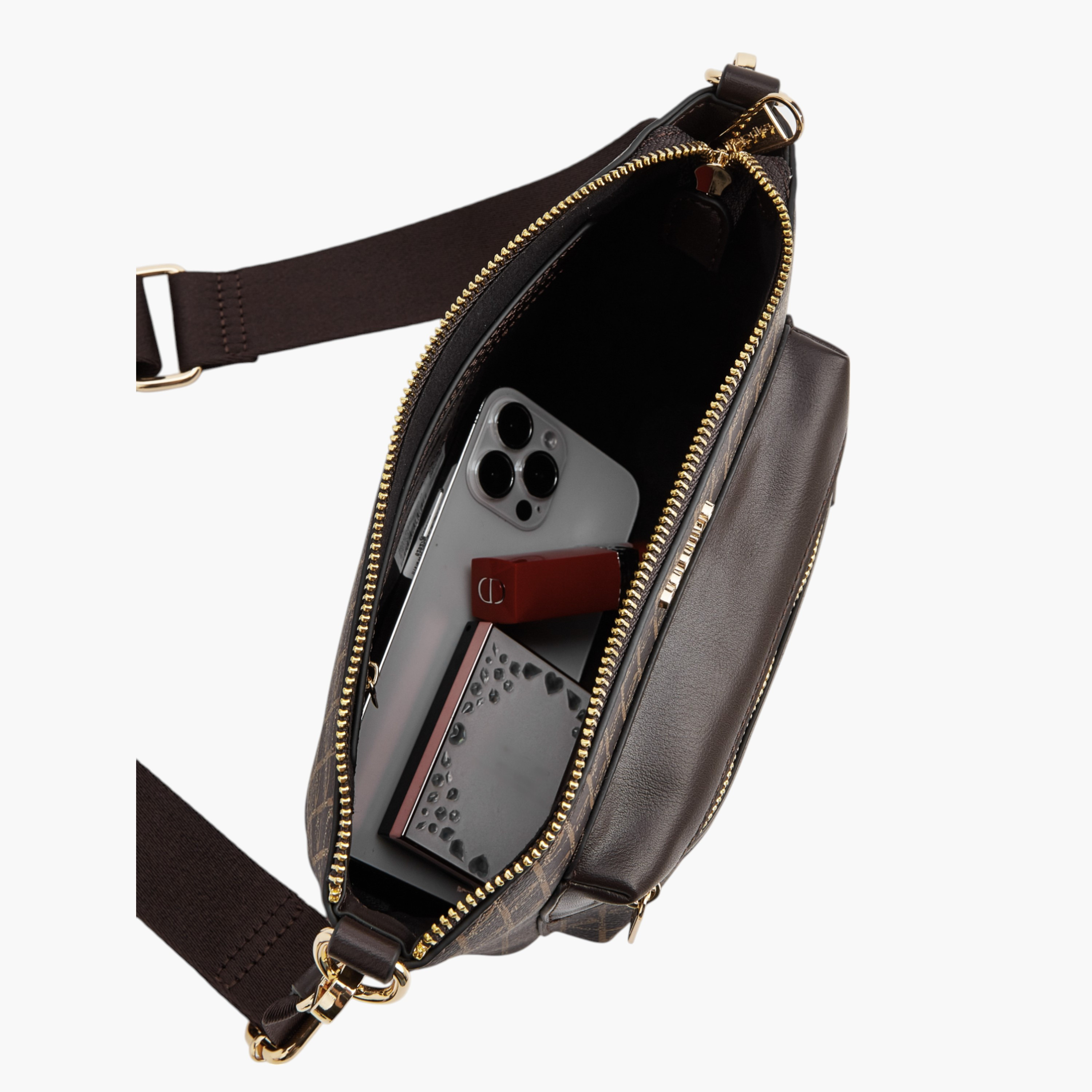 Paprika Monogram Print Crossbody Bag with Detachable Strap and Zip Closure-women-bagsandwallets-handbags-image-7