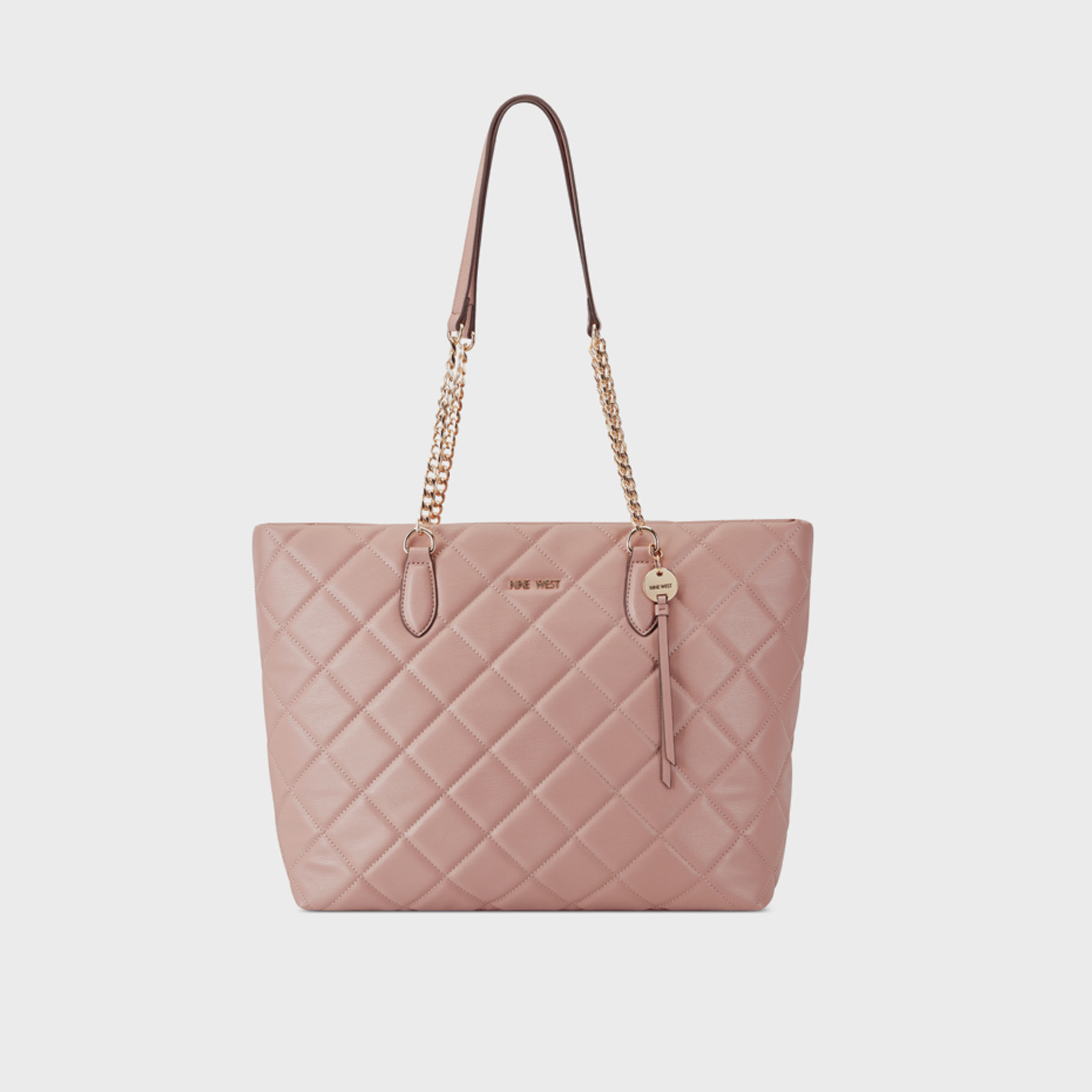 Nine West Quilted Top Handle Shoulder Bag with Zipper Closure and Chain Strap-women-bagsandwallets-handbags-image-1