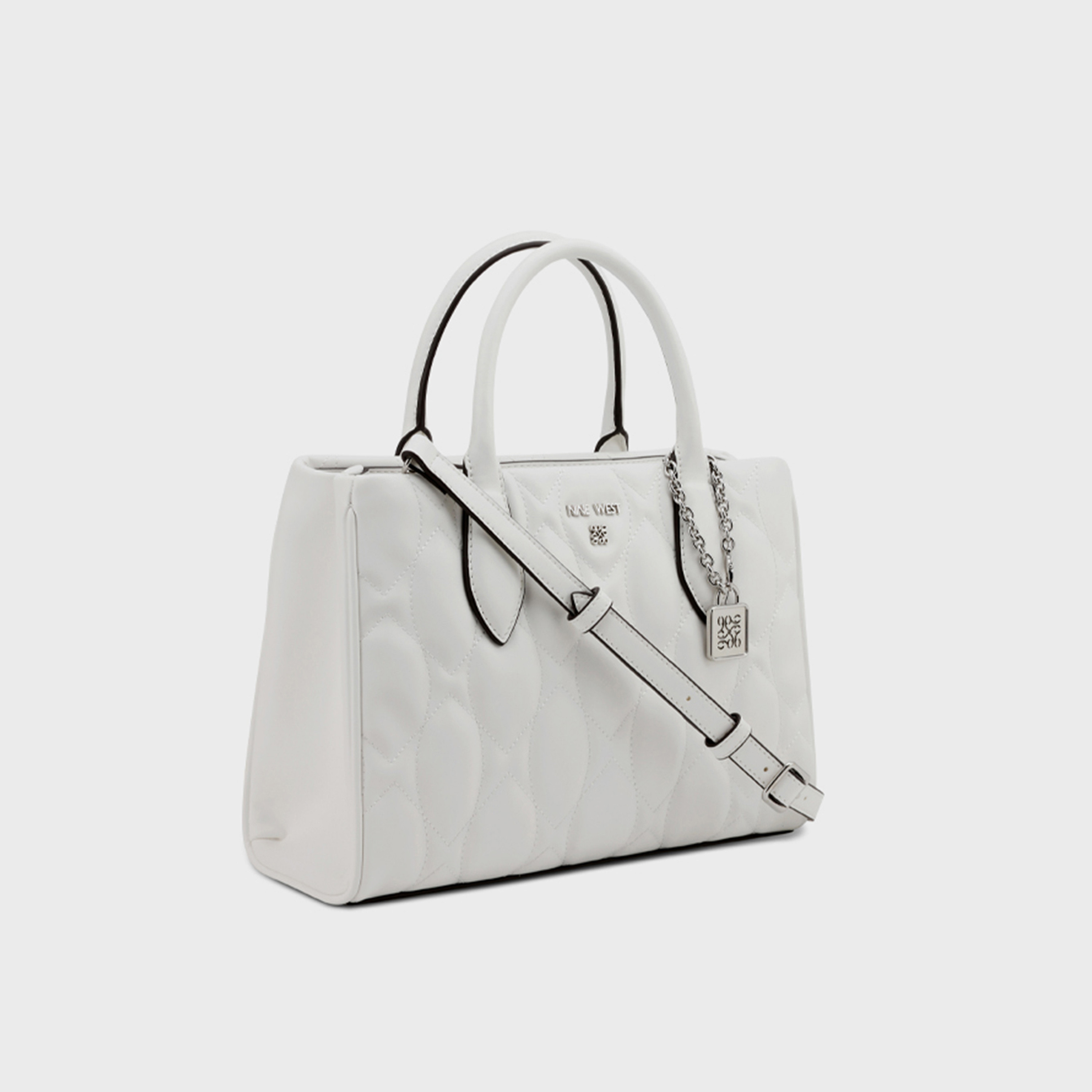 Nine West Quilted Double Handle Satchel Bag with Zipper Closure and Detachable Strap-women-bagsandwallets-handbags-image-3