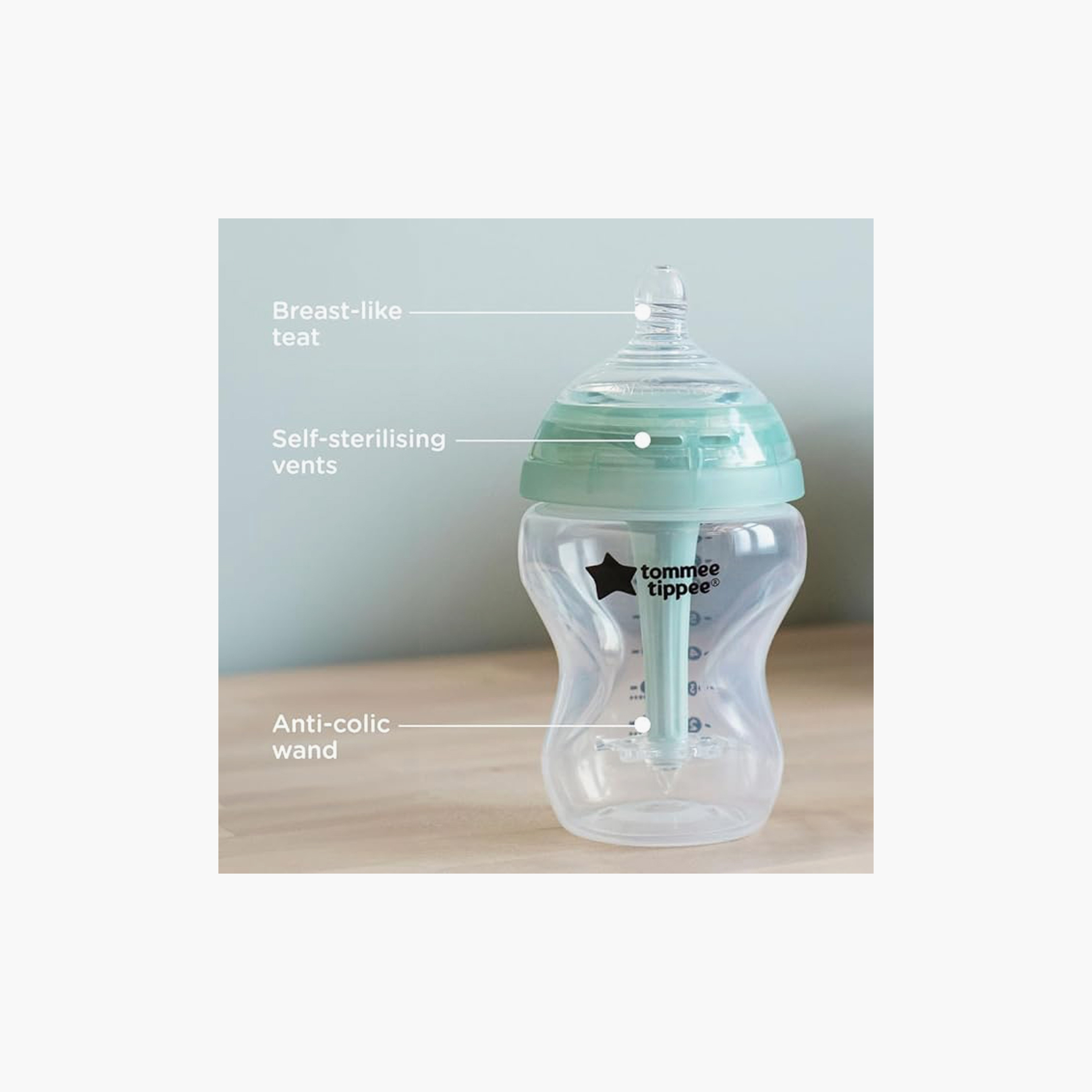 Tommee Tippee 3-Piece Slow Flow Advanced Anti-Colic Baby Bottle - 260ml-baby-feeding-feedingbottles-bottlesandteats-image-3