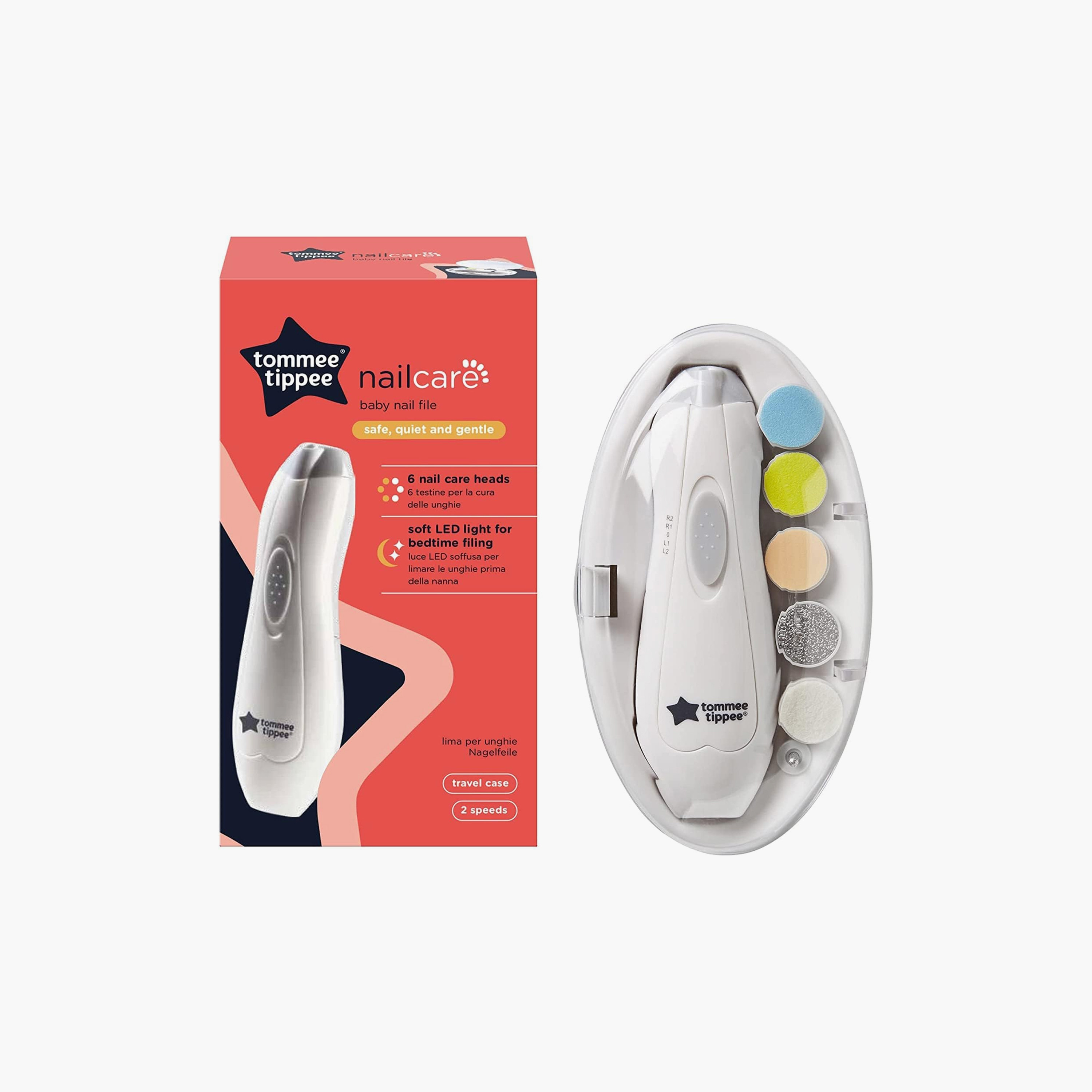 مبرد أظافر كهربائي يعمل بالبطارية مع ضوء LED وستة رؤوس برد من تومي تيبي-baby-bathandcare-grooming-image-2
