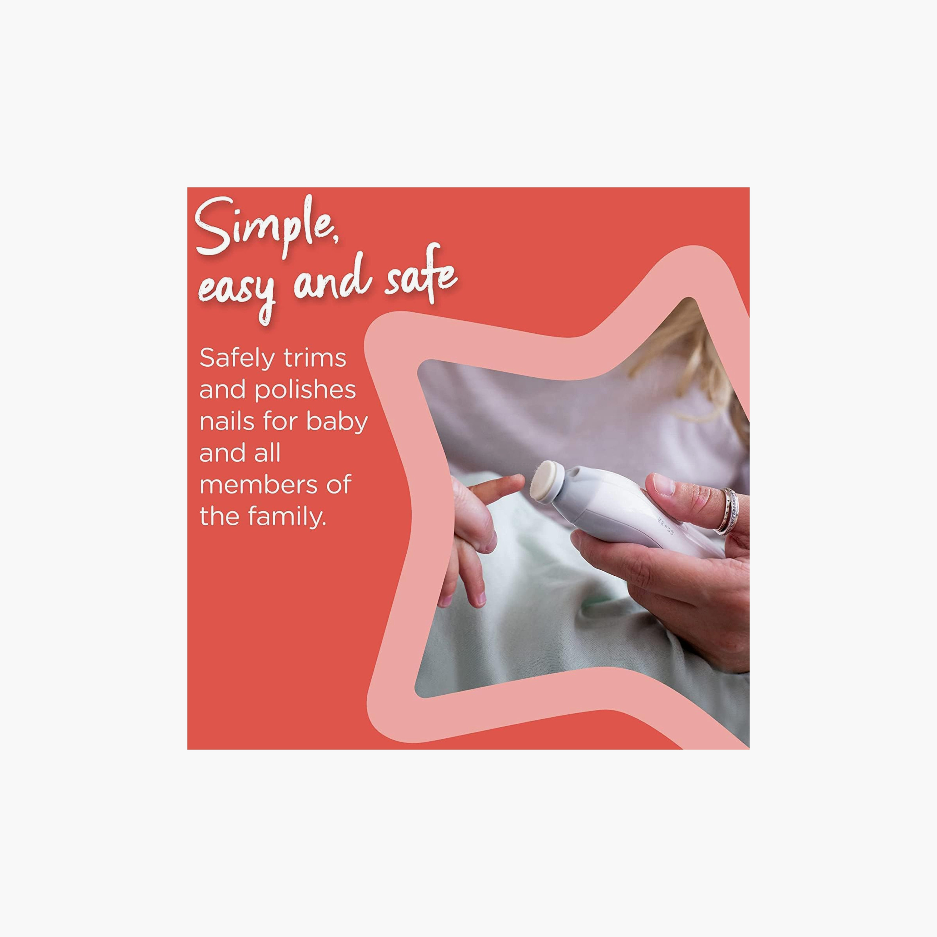 مبرد أظافر كهربائي يعمل بالبطارية مع ضوء LED وستة رؤوس برد من تومي تيبي-baby-bathandcare-grooming-image-5