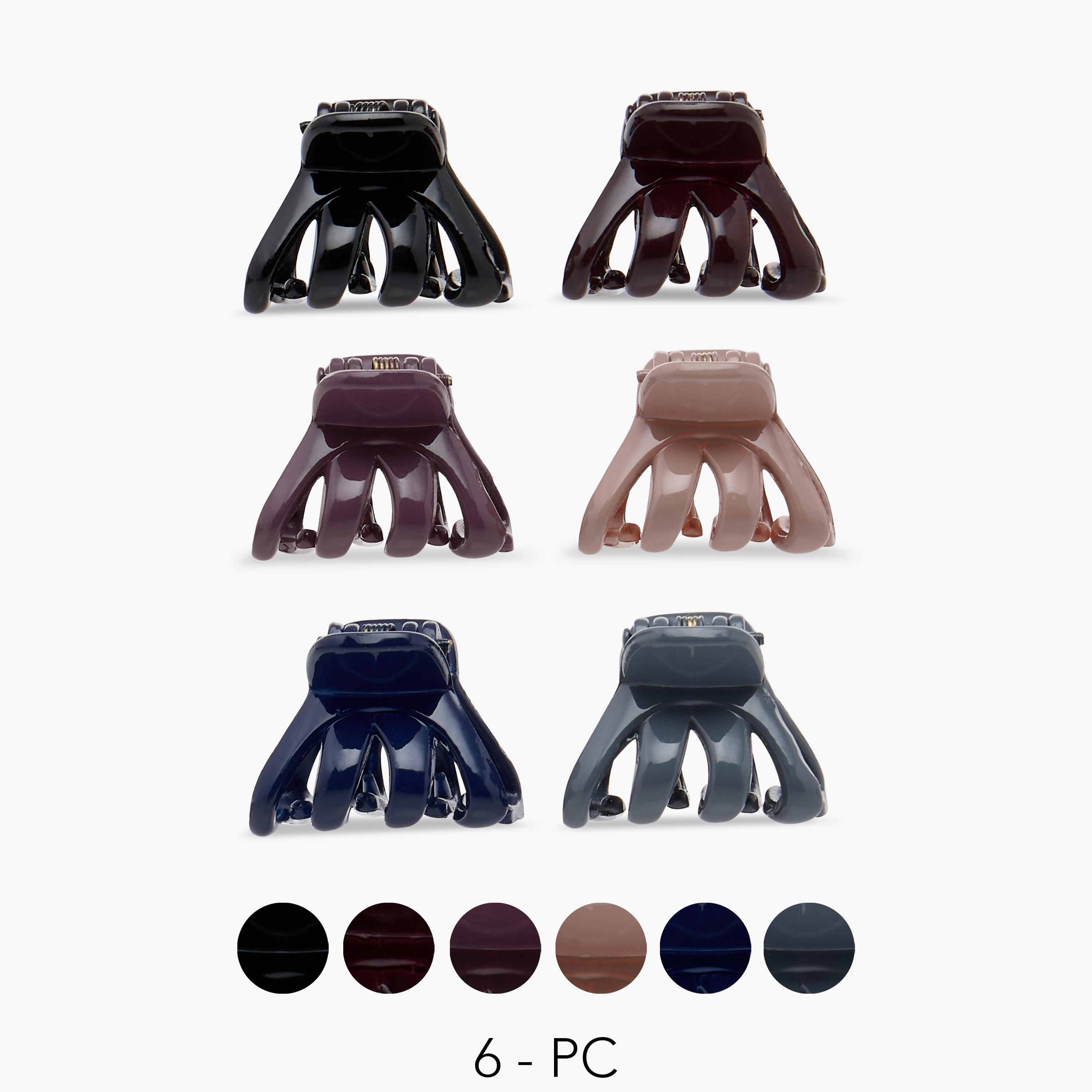 مشبك شعر سادة - طقم من 6 قطع-women-hairaccessories-clamps-image-1